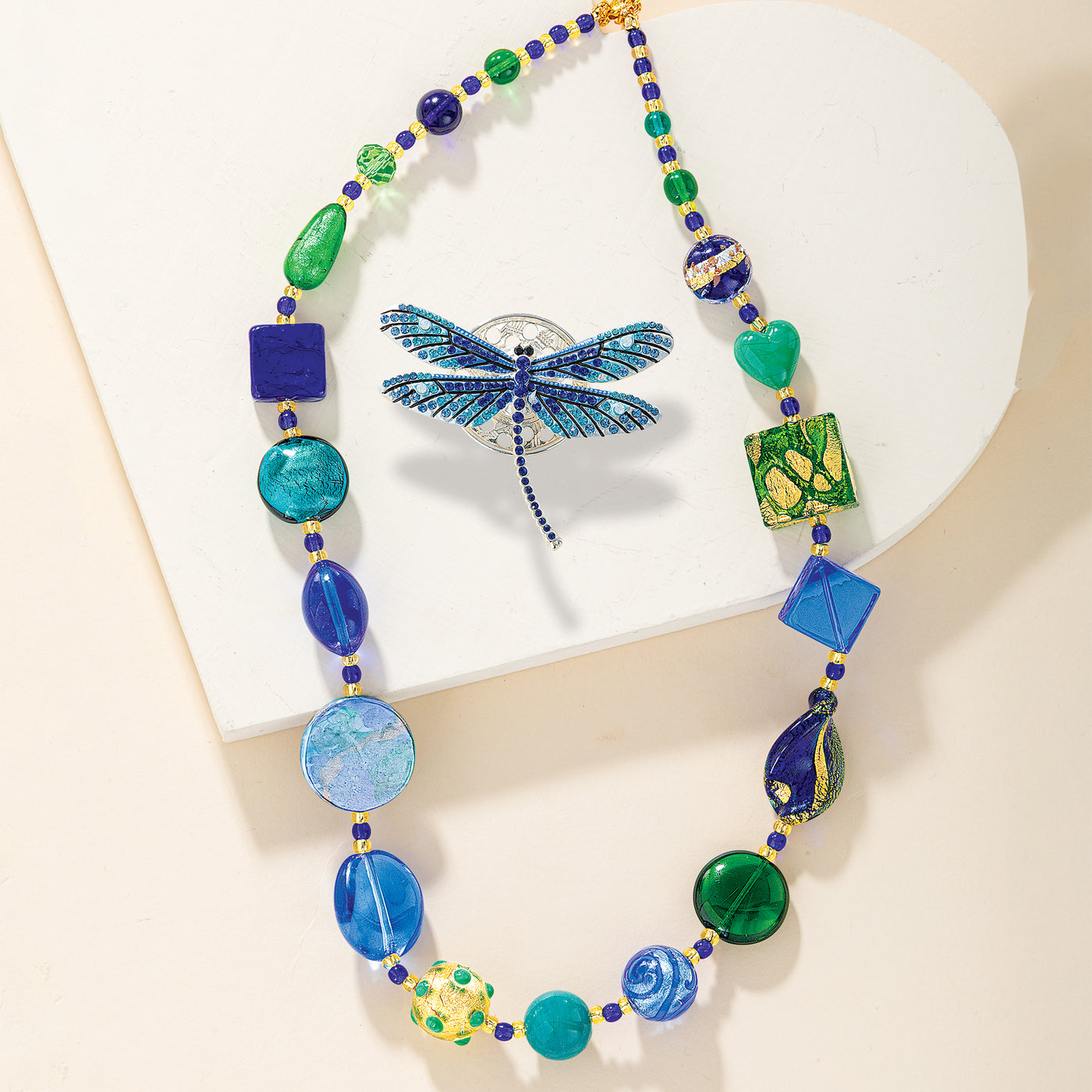Murano Glass Cobalt & Sage Necklace
