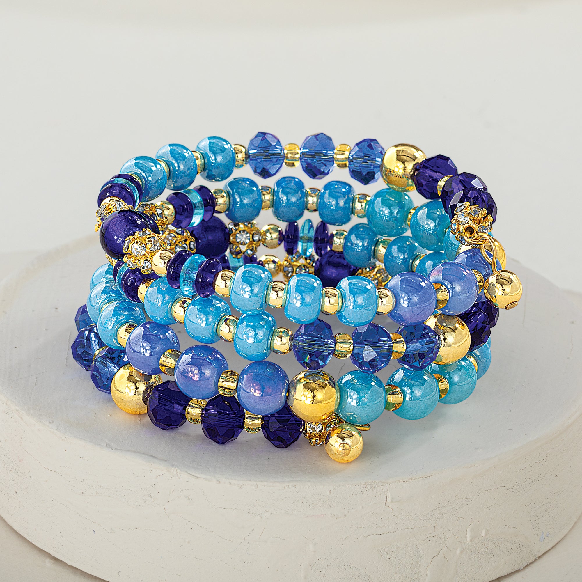 Murano Glass Blue Grotto Coil Bracelet