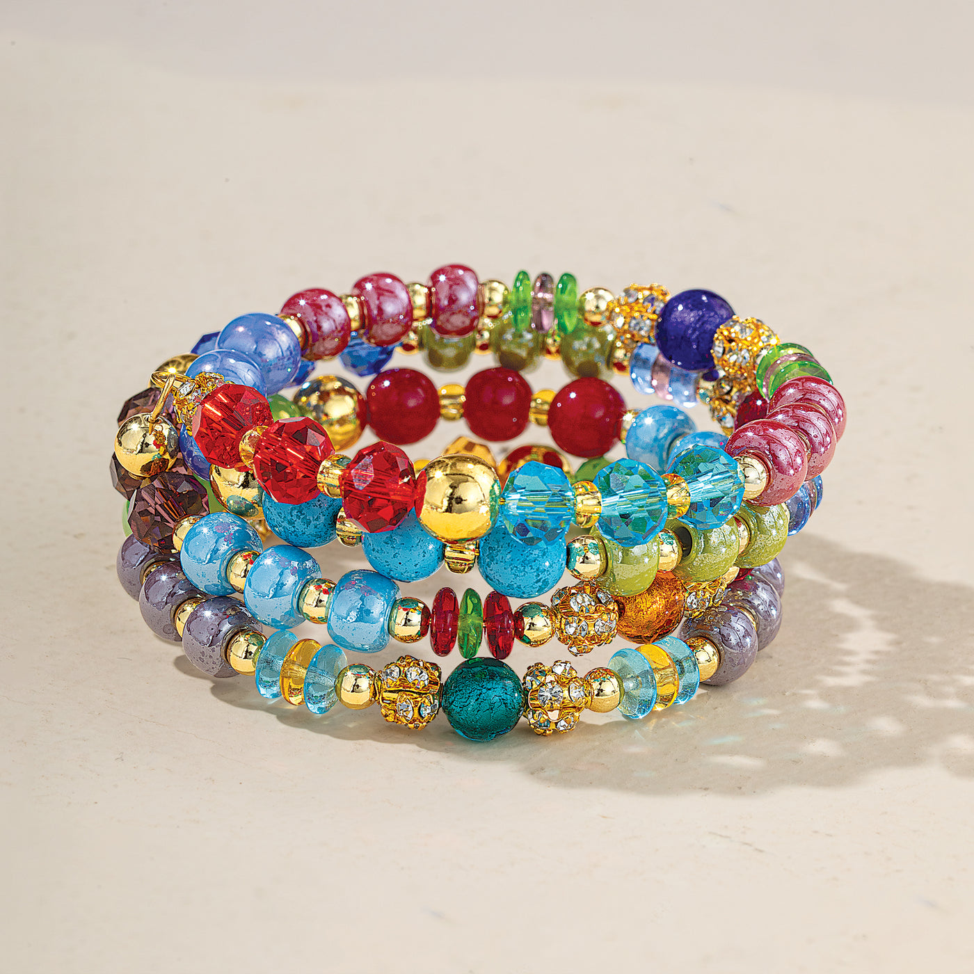 Murano Glass Jewel-Hued Coil Bracelet