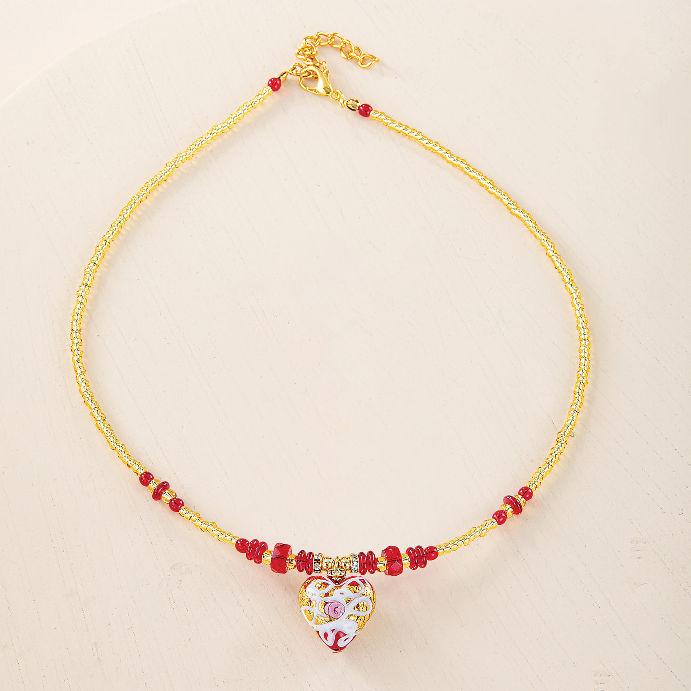 Murano Glass Hearts Passion Necklace