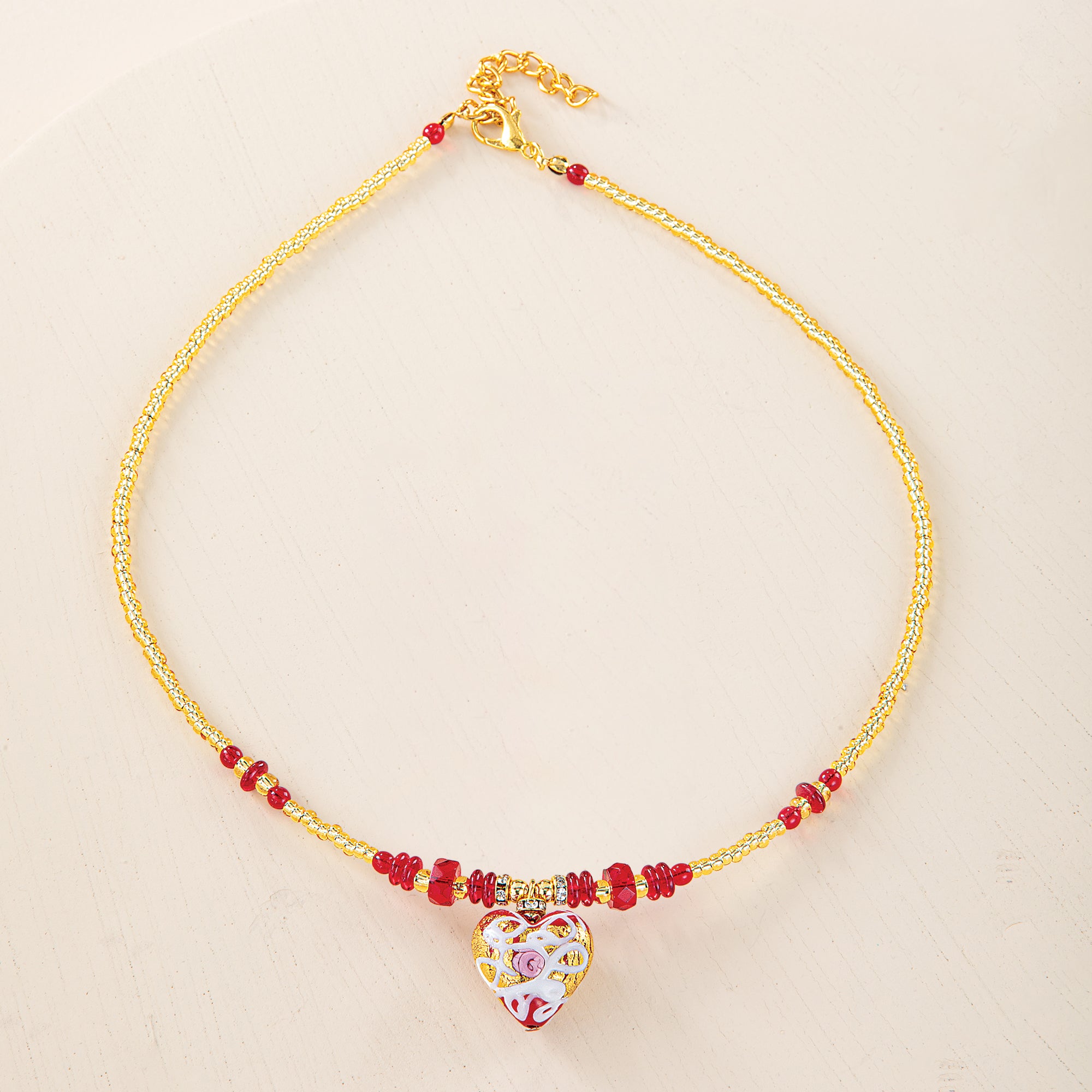 Murano Glass Hearts Passion Necklace