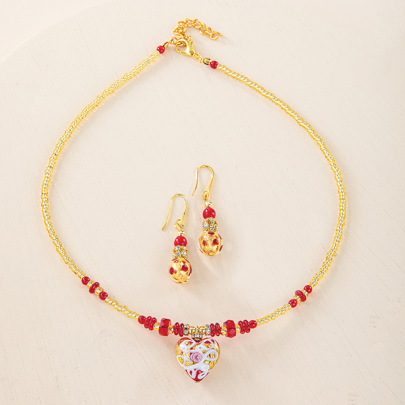 Murano Glass Hearts Passion Necklace