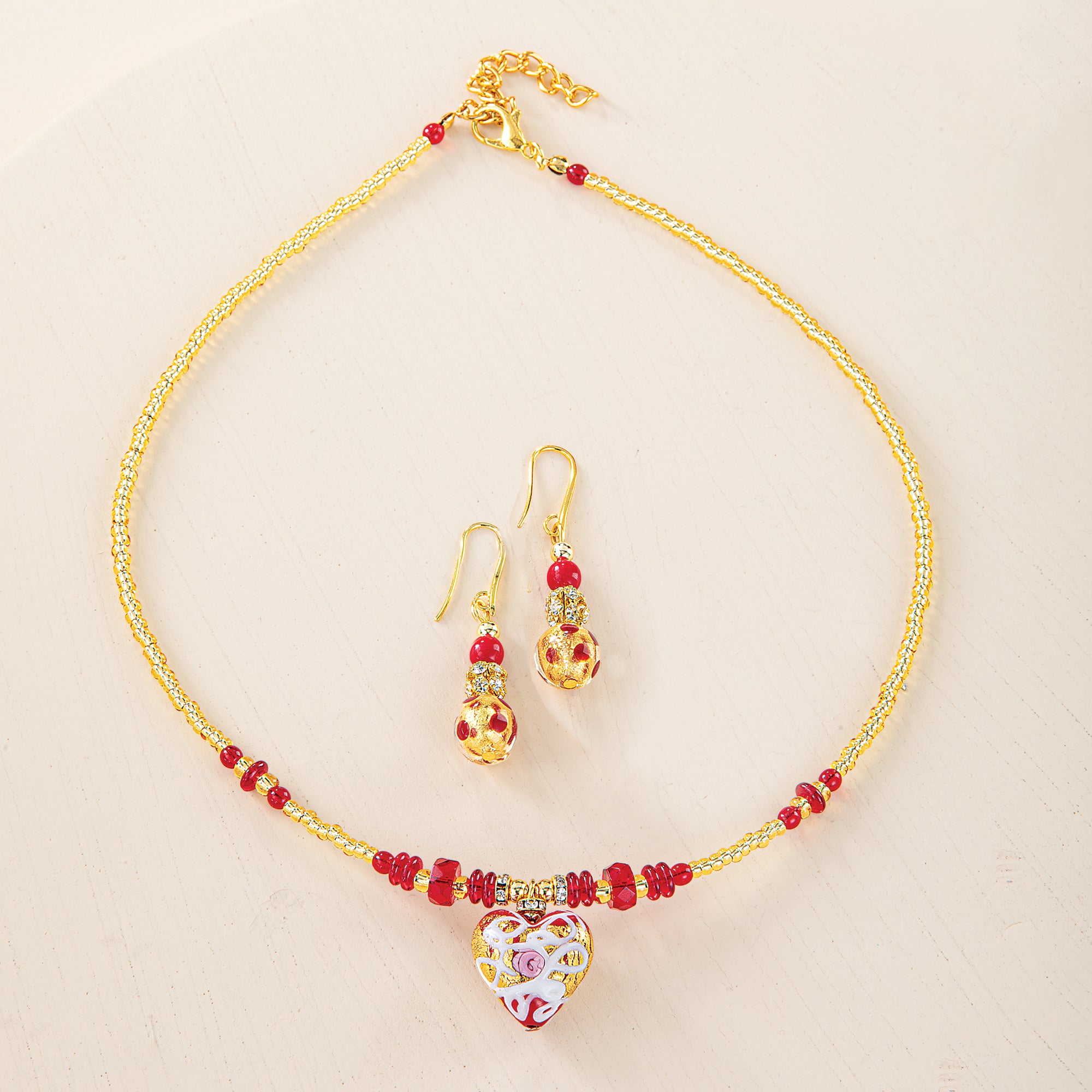 Murano Glass Hearts Passion Necklace