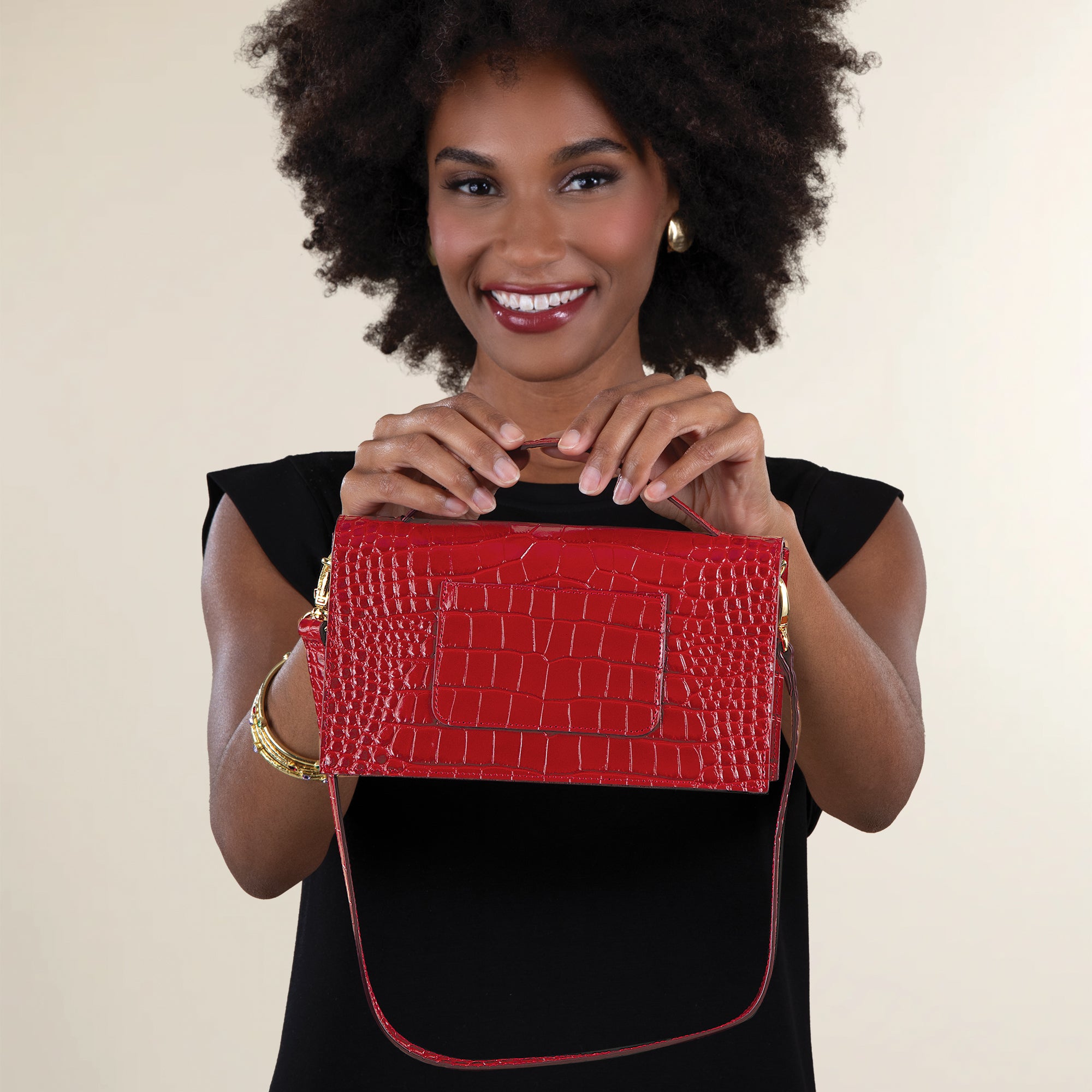 Cefalu Red Croco Florentine Leather Crossbody