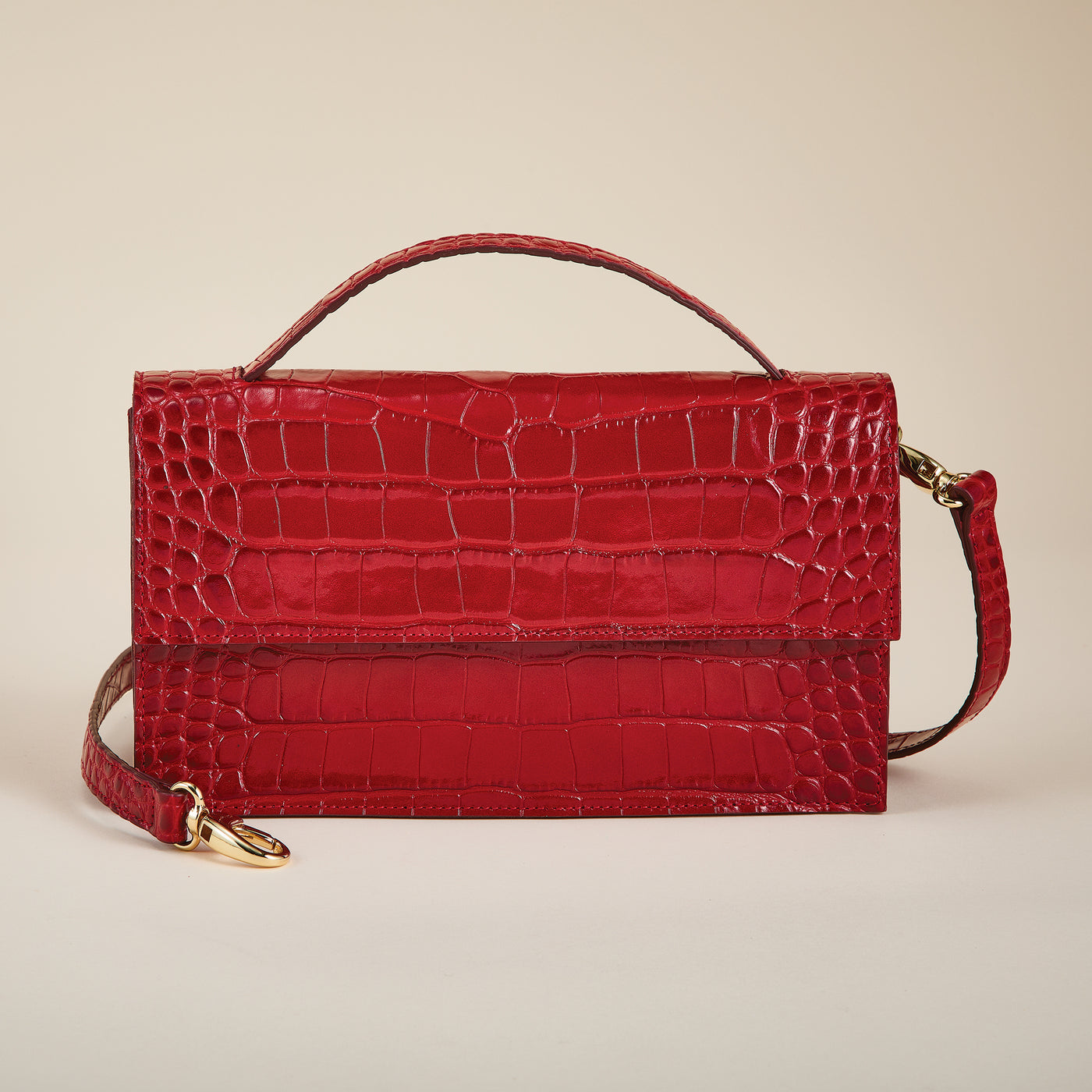 Cefalu Red Croco Florentine Leather Crossbody
