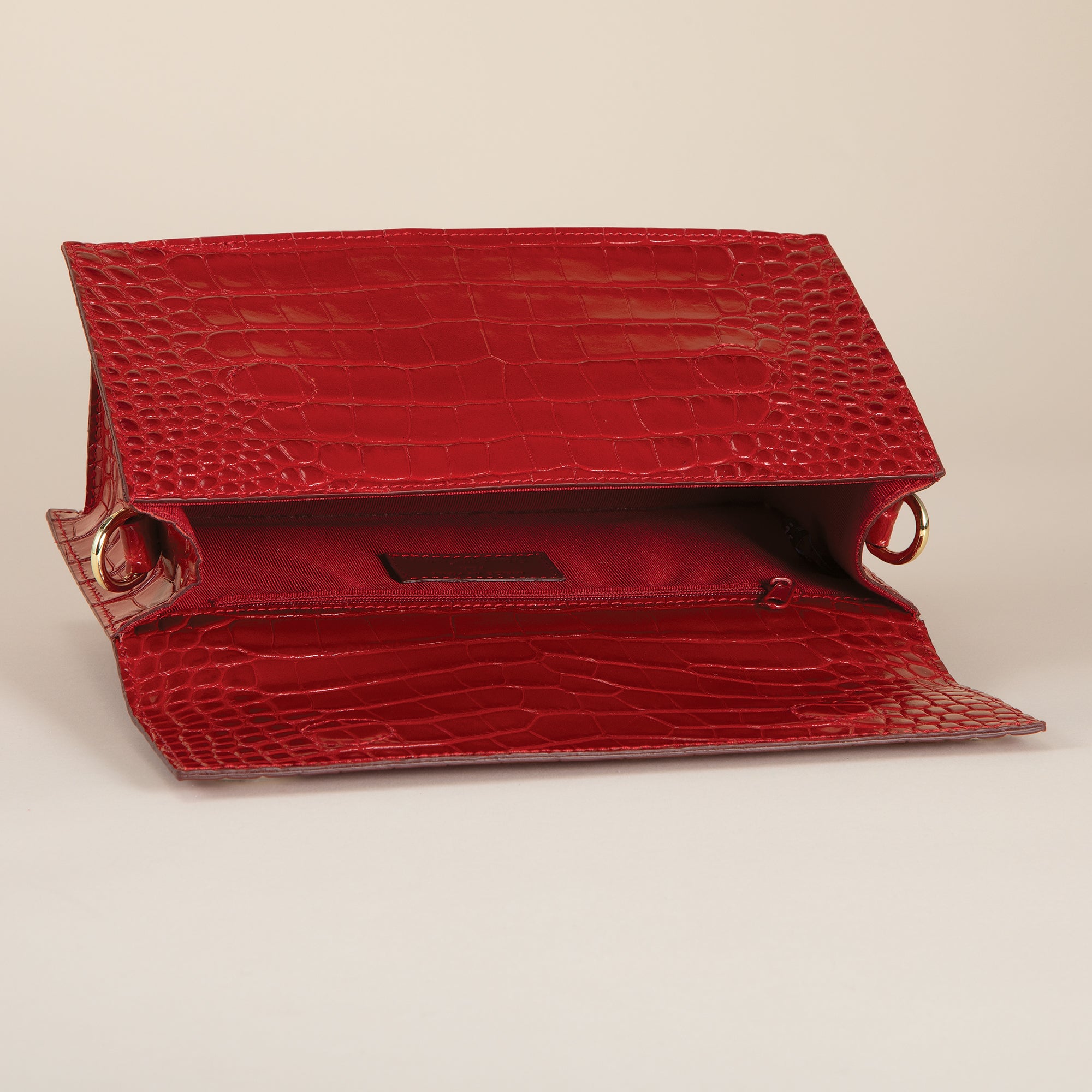Cefalu Red Croco Florentine Leather Crossbody