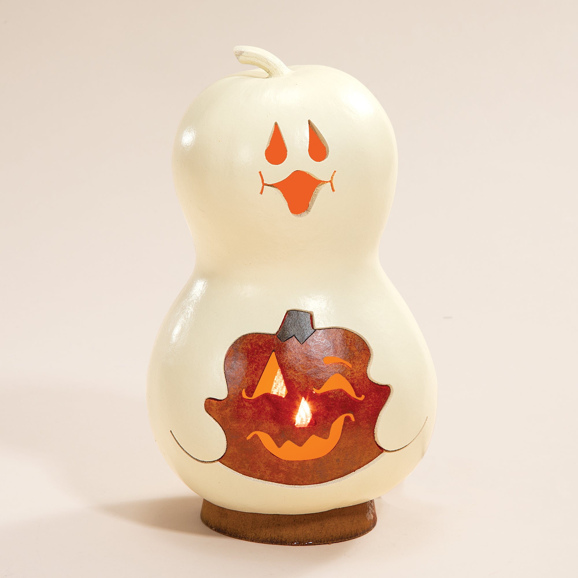 Handcrafted Halloween Ghost Gourd Luminary (Preorder)