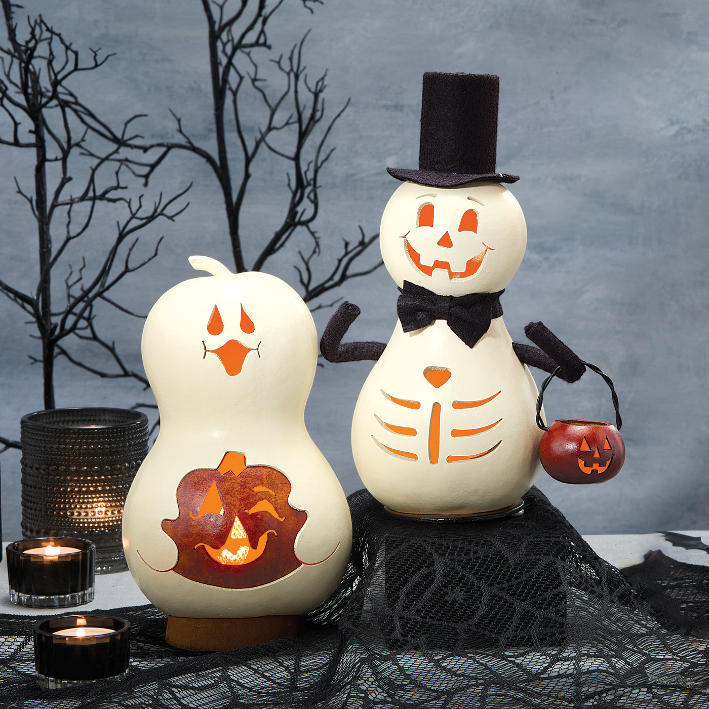Handcrafted Halloween Ghost Gourd Luminary (Preorder)