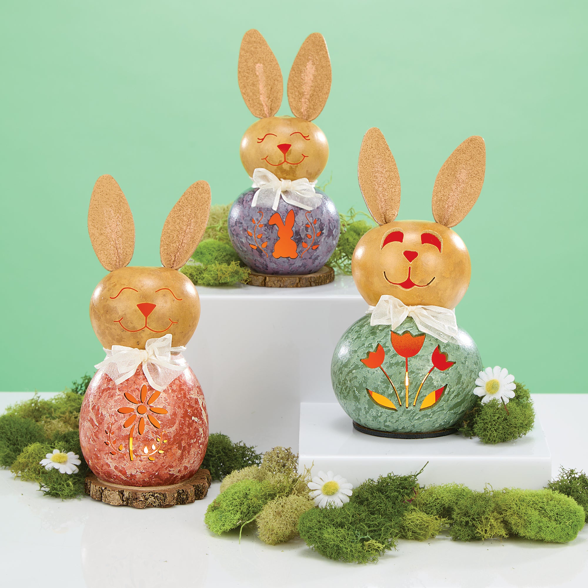 Handcrafted Bunny Gourd Luminary, Olivia