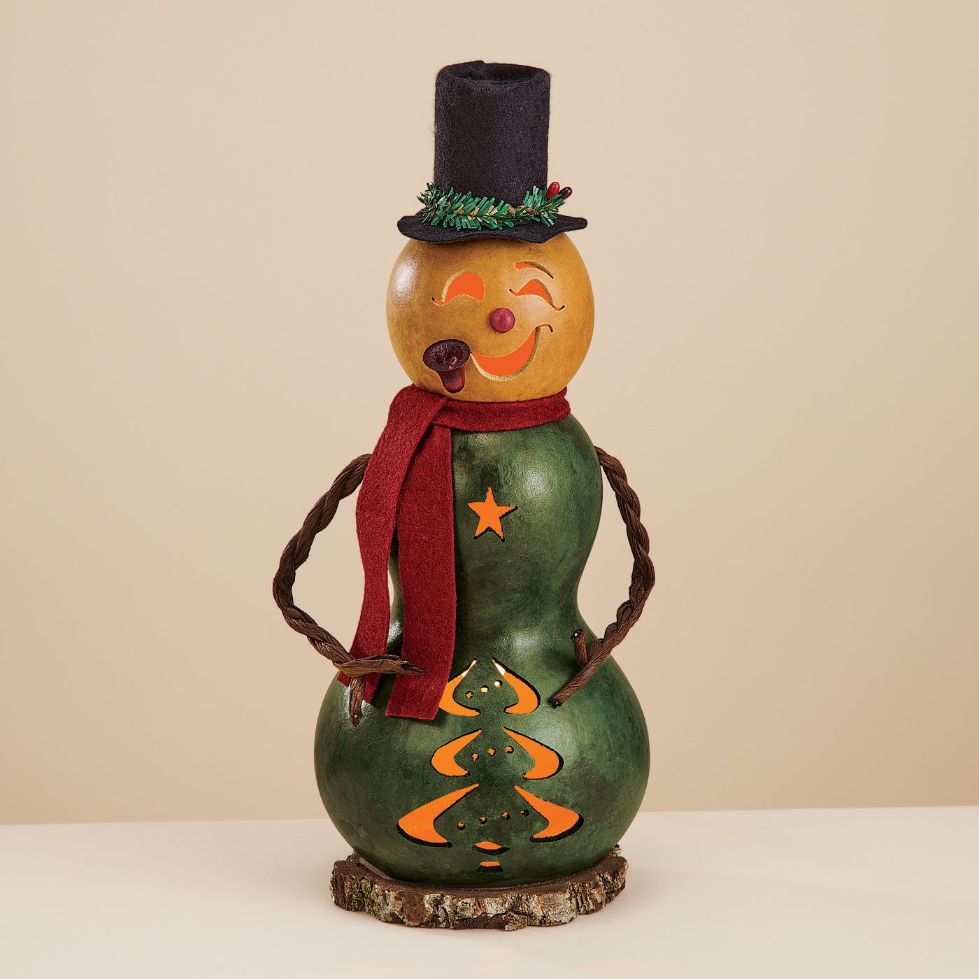 Mistletoe The Snowman Luminary Gourd