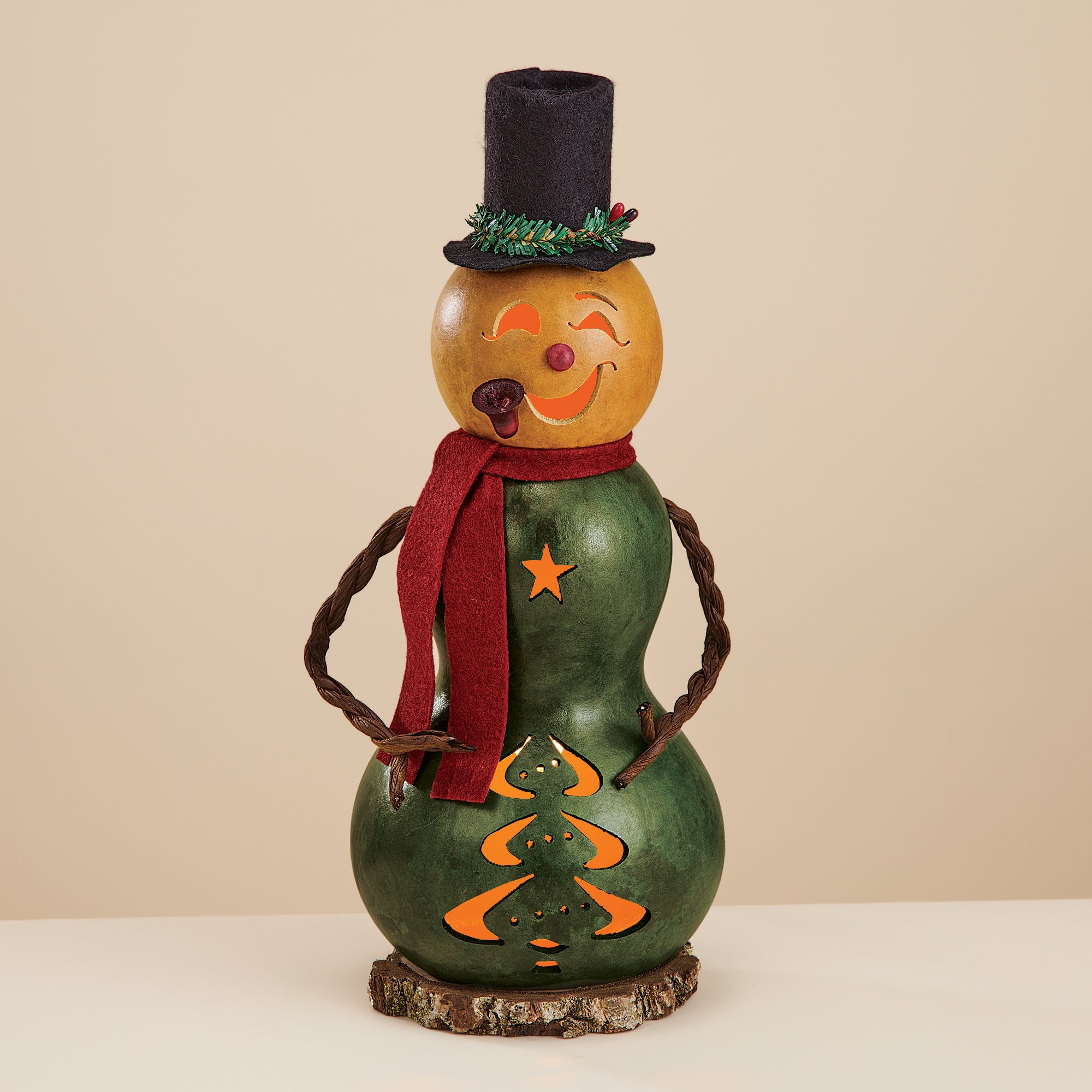 Mistletoe The Snowman Luminary Gourd