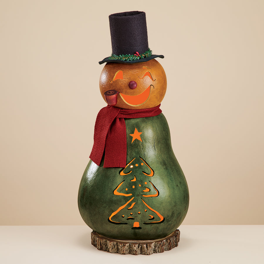 Forest The Snowman Luminary Gourd