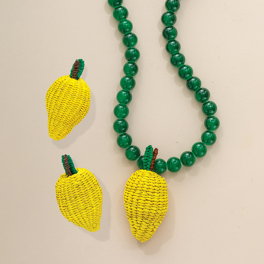 Lovely Lemon Beaded Statement Necklace