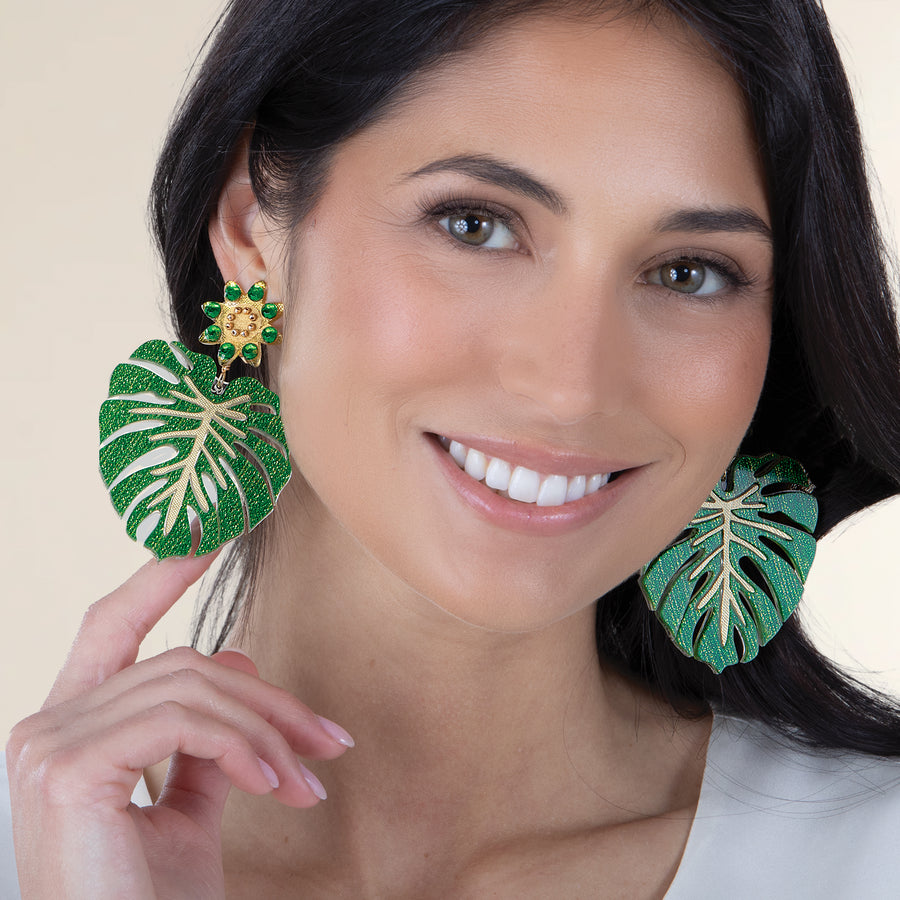 Monstera Leaf Clip-On Earrings