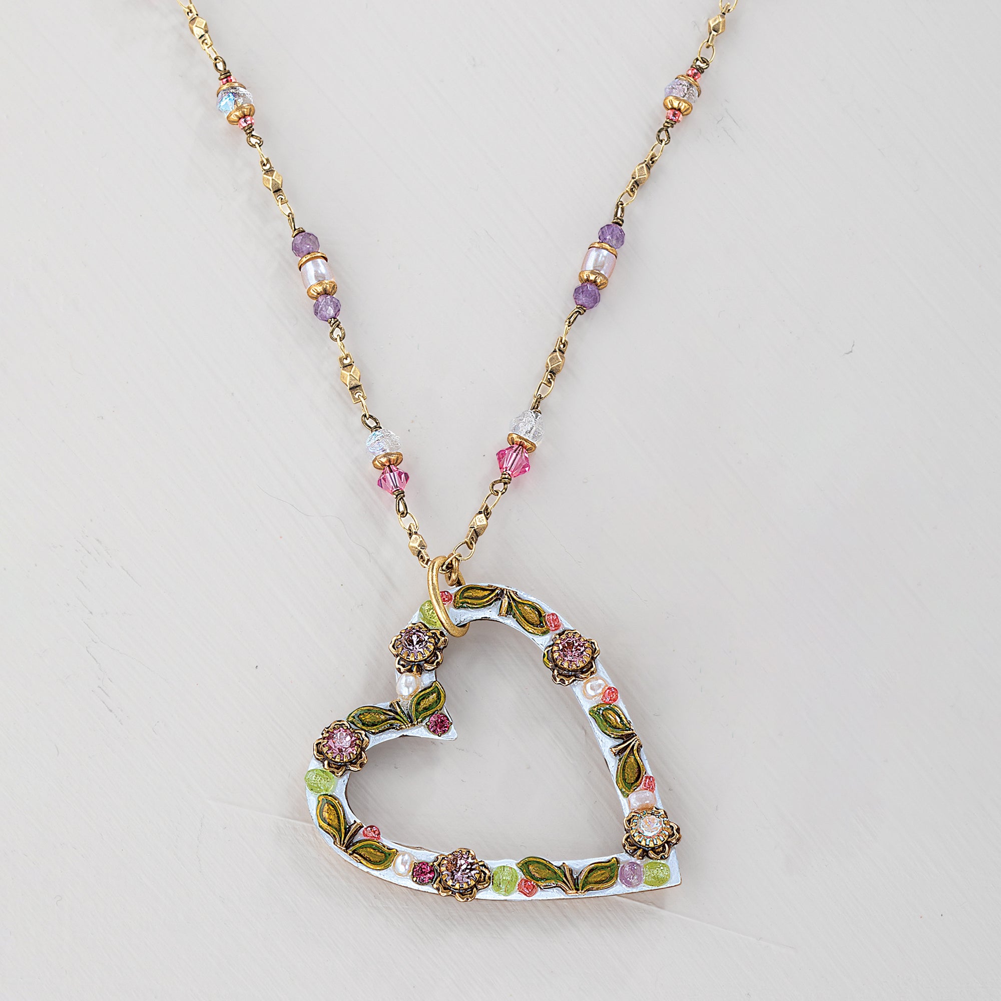 Shimmering Lilac Heart Pendant Necklace