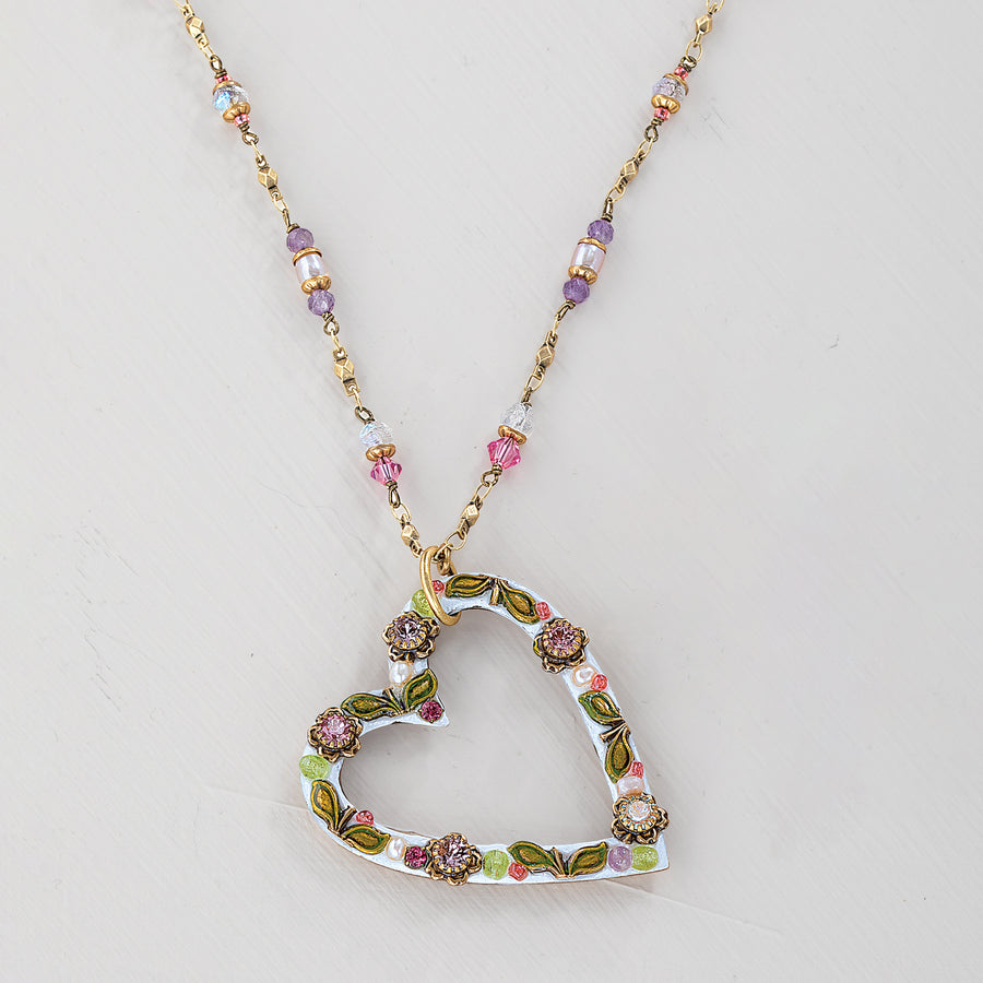 Shimmering Lilac Heart Pendant Necklace