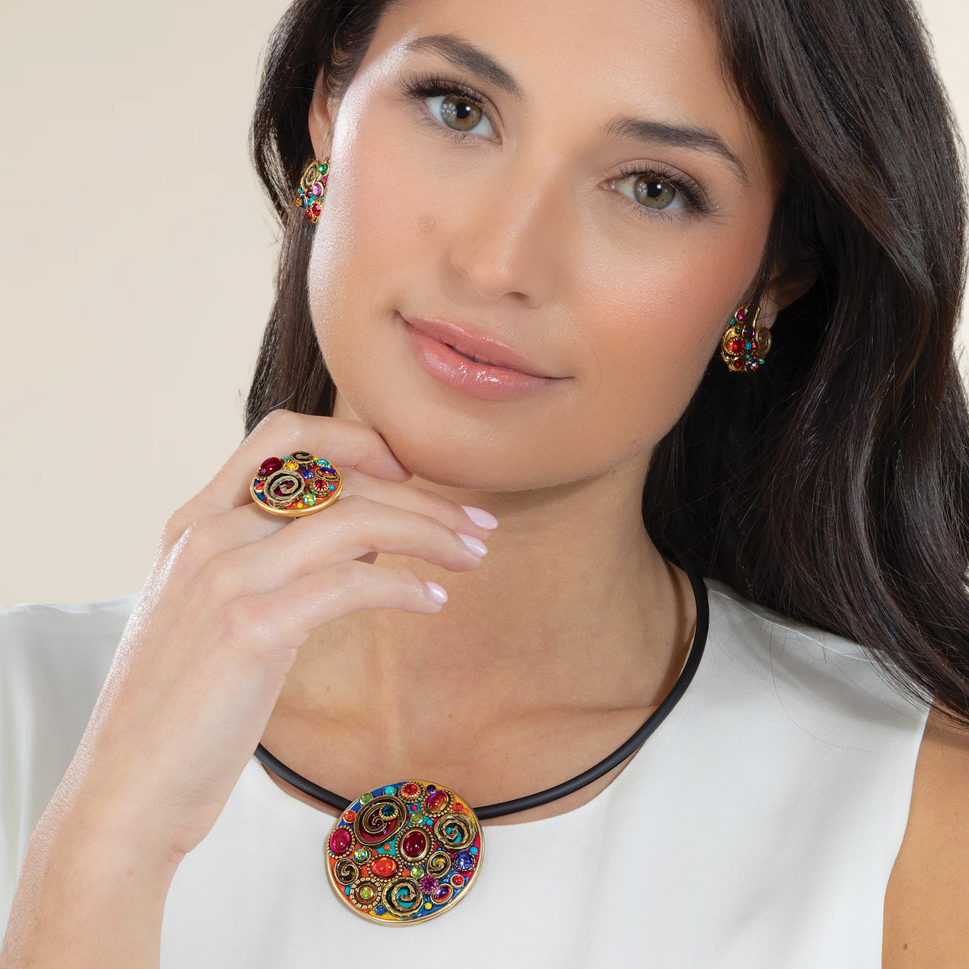 Cabochons & Crystals Drop Earrings