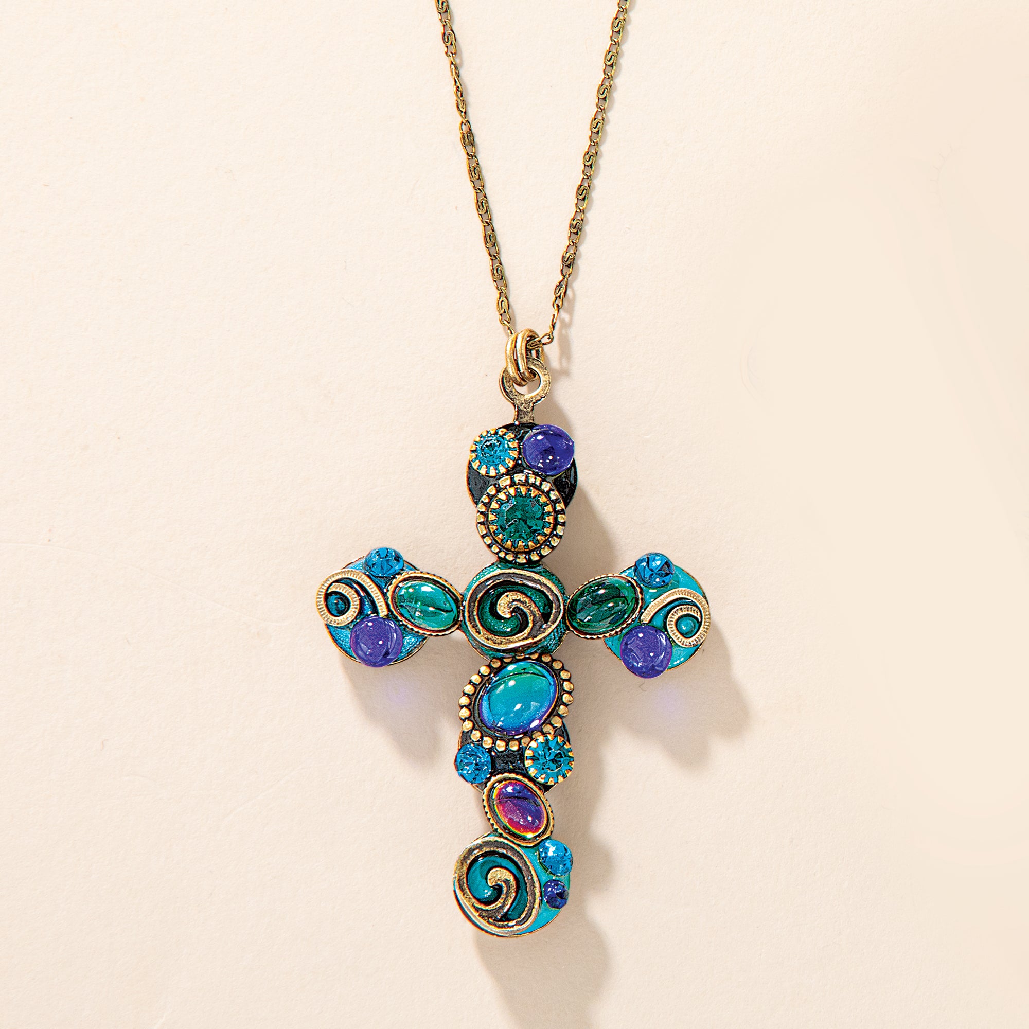 Cabochons & Crystals Cross Pendant Necklace