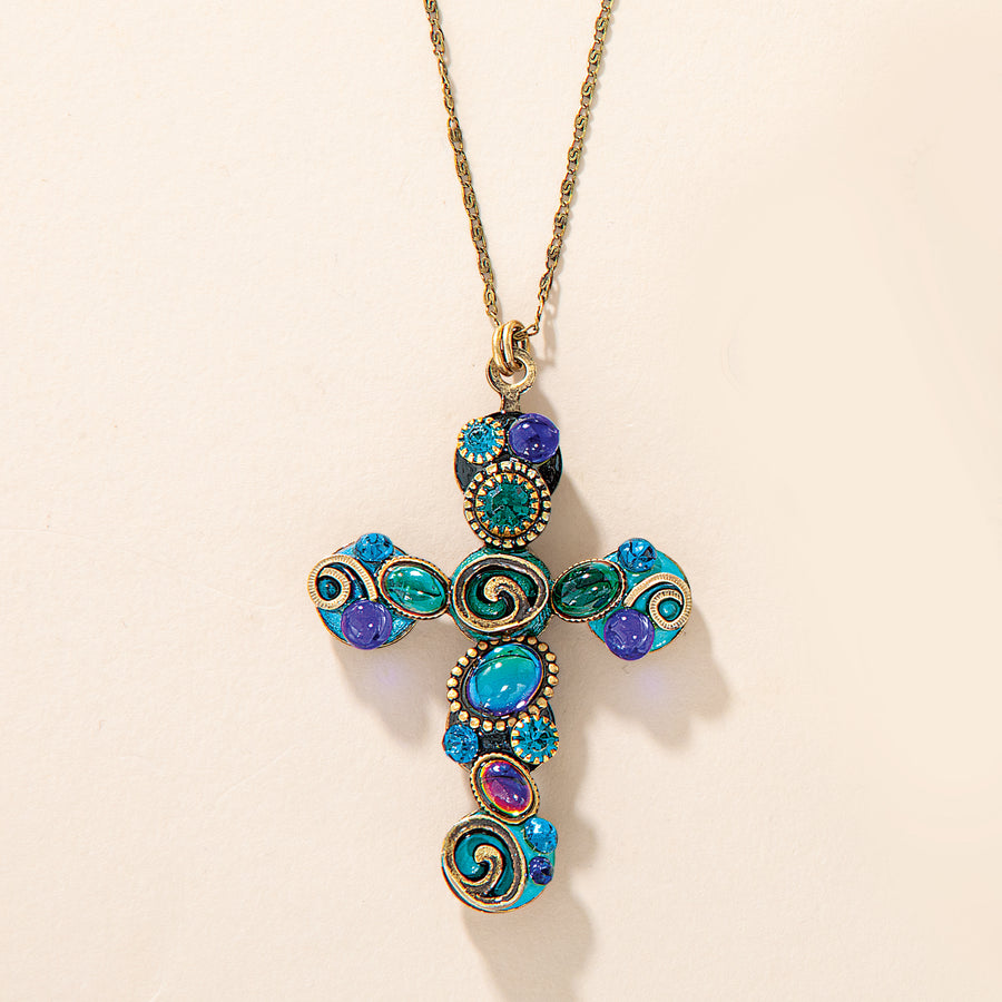 Cabochons & Crystals Cross Pendant Necklace
