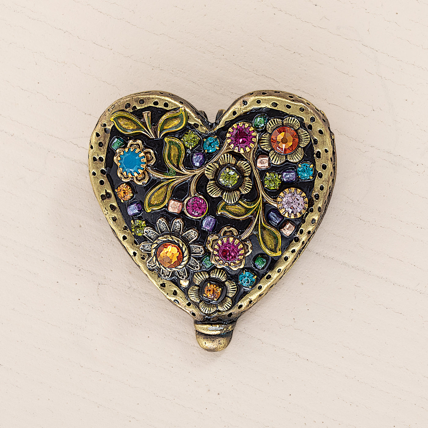 Rainbow Crystals Heart Brooch