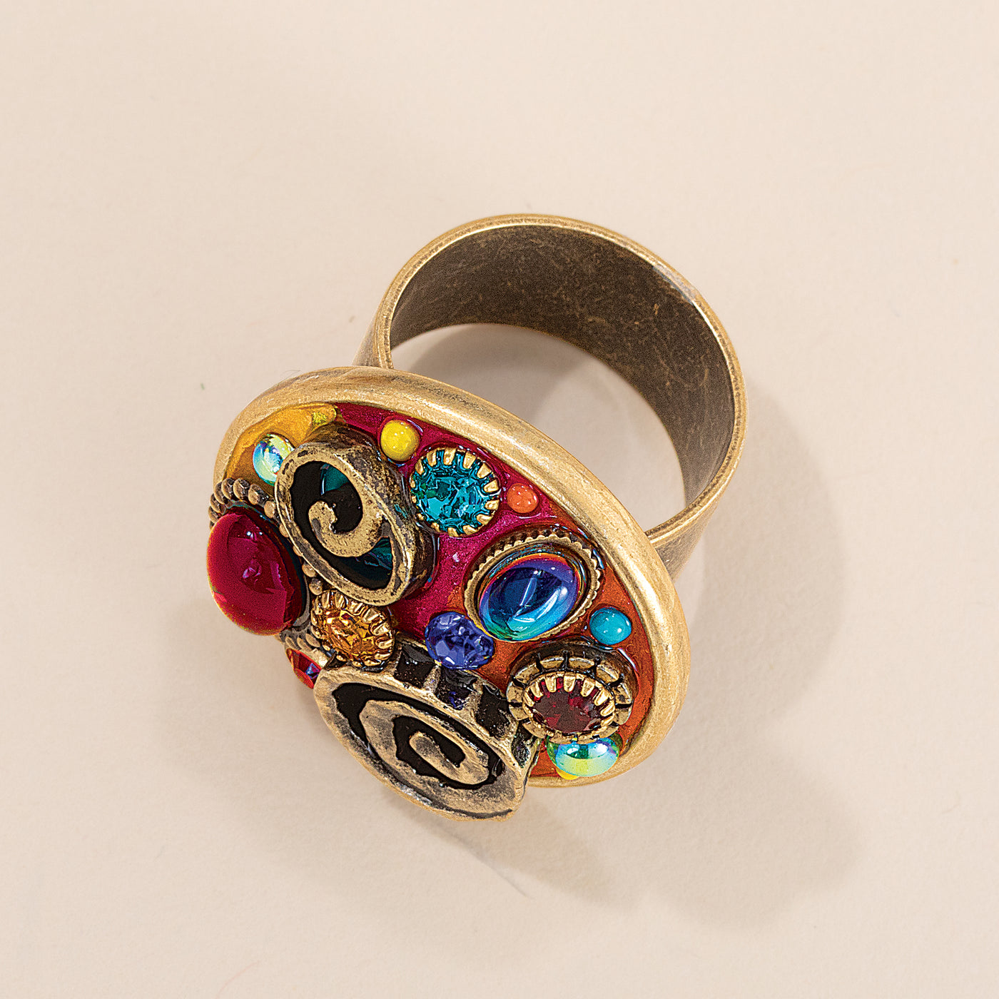 Rainbow Cabochons & Crystals Ring