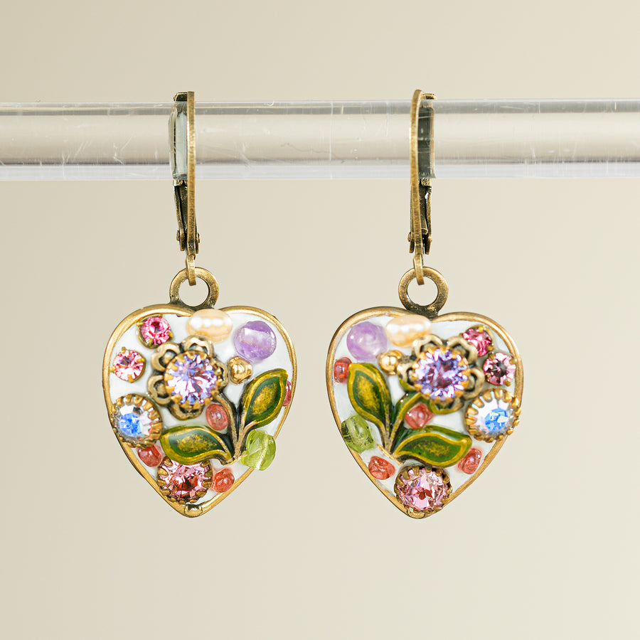Pastel Floral Heart Earrings (Preorder)