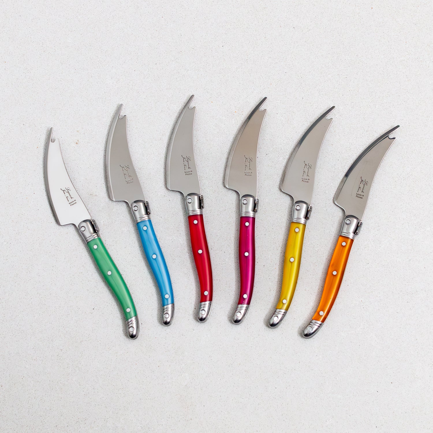Laguiole Rainbow Pronged Knife Set of 6