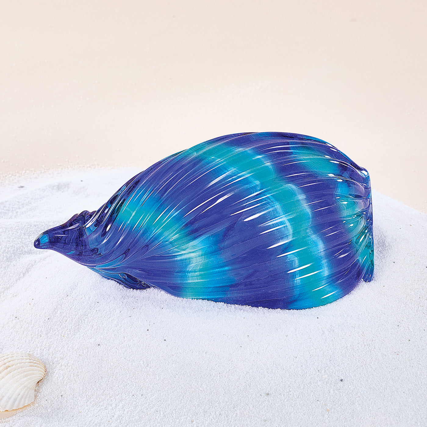 Hand-Blown Glass Blue Conch Shell