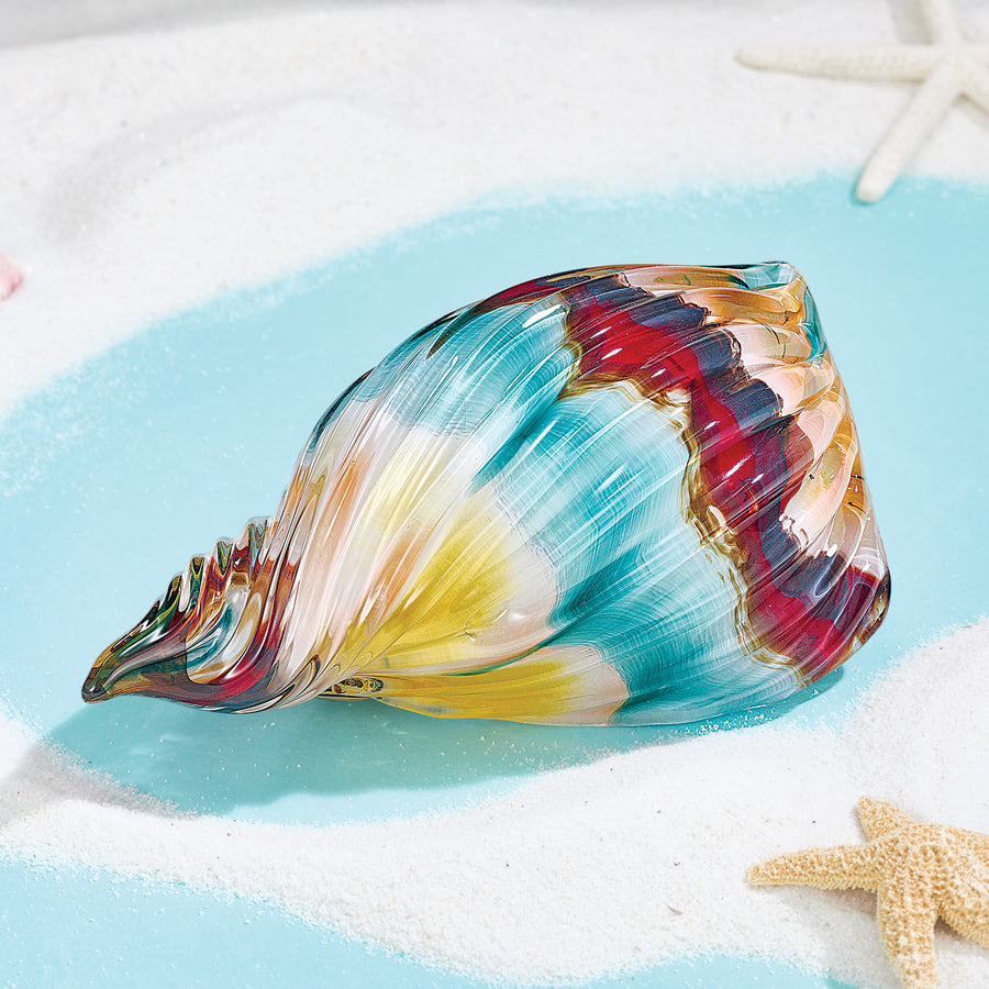 Hand-Blown Glass Multi-Colored Conch Shell