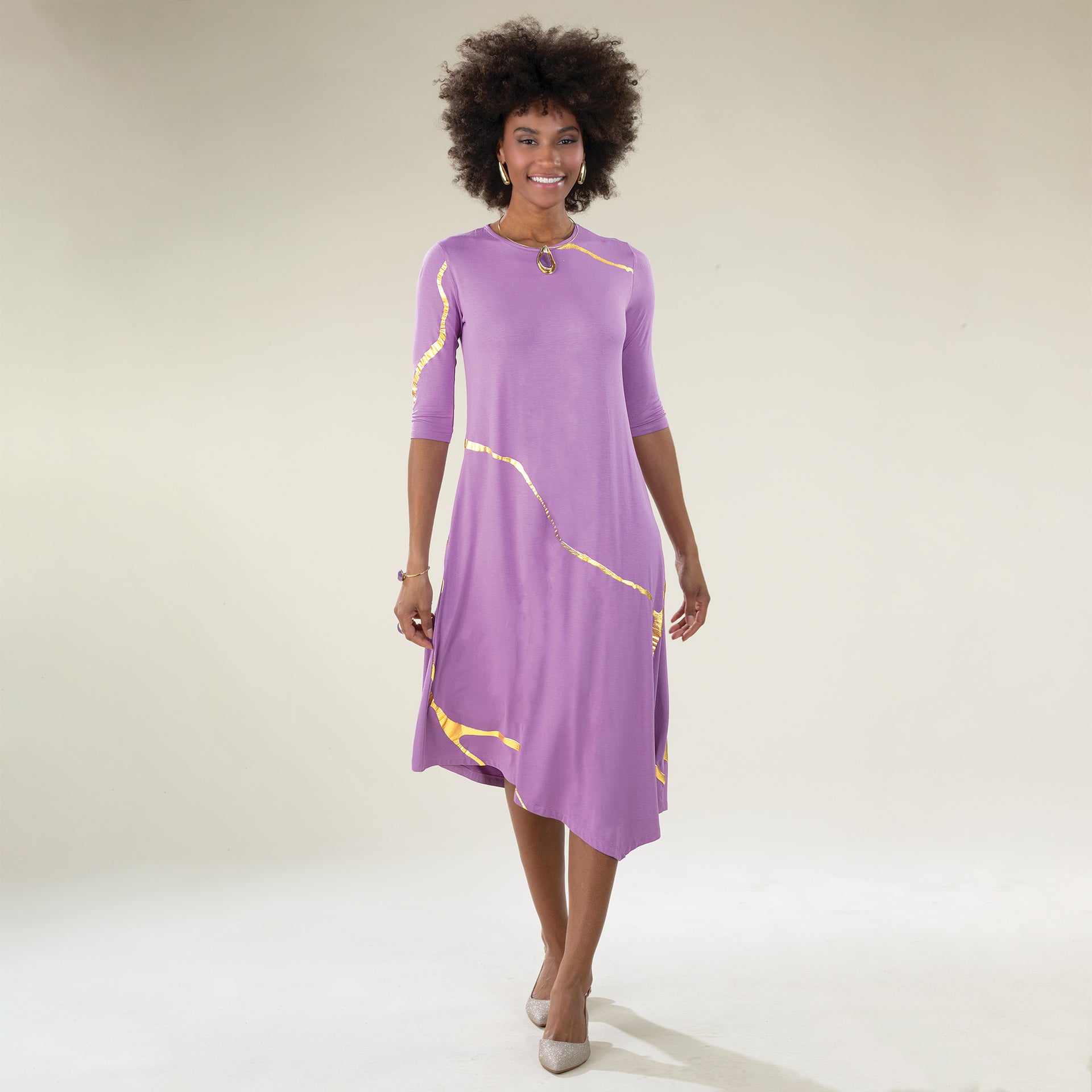 Kintsugi-Inspired Lilac Dress