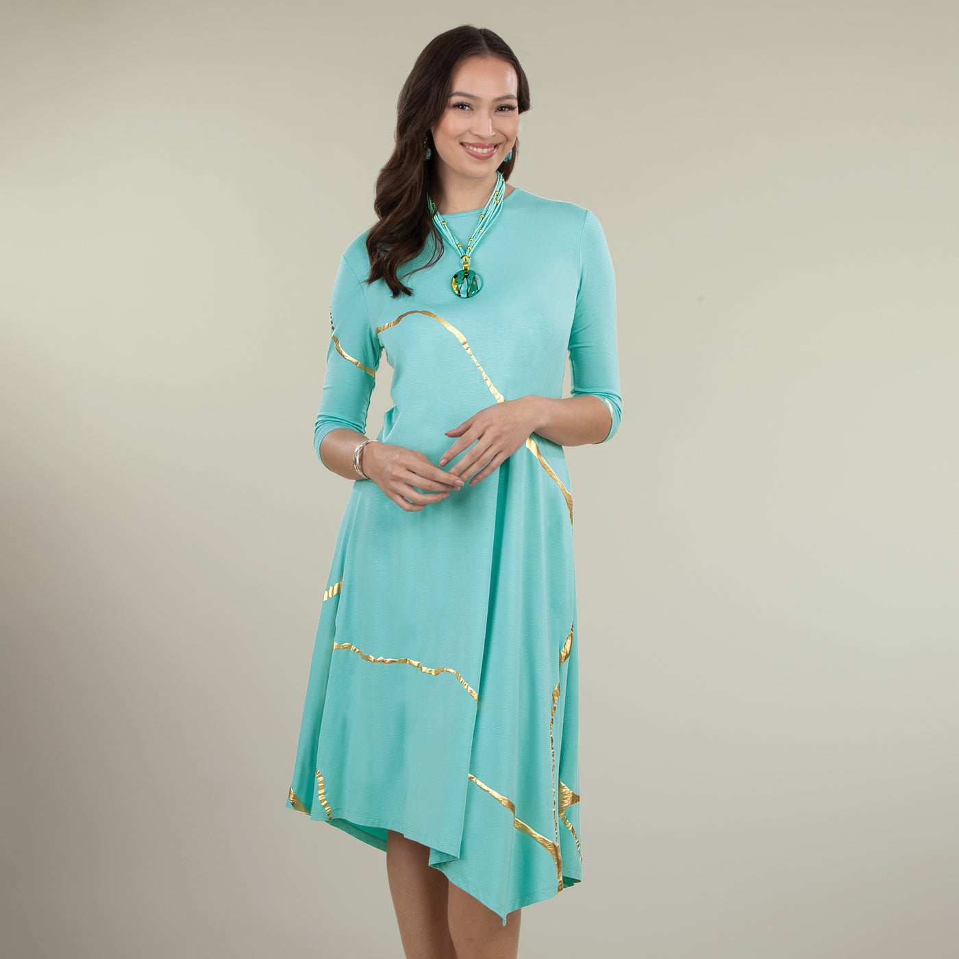 Kintsugi-Inspired Aqua Dress Kintsugi-Inspired Aqua Dress
