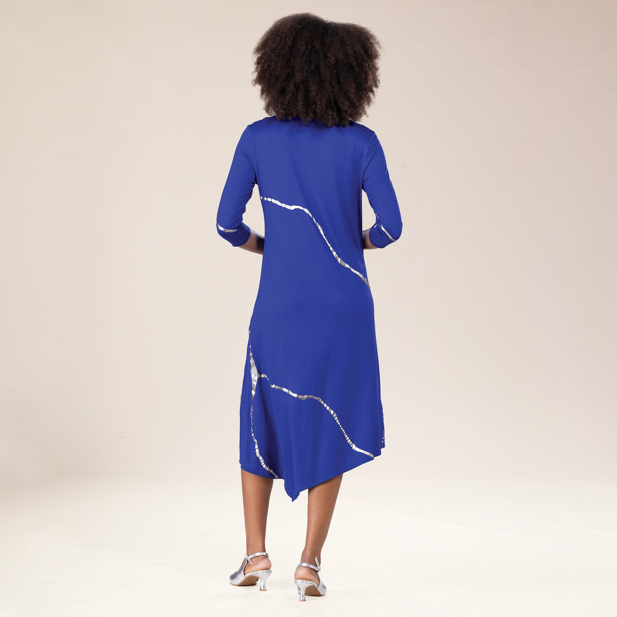 Kintsugi-Inspired Cobalt & Silver Dress