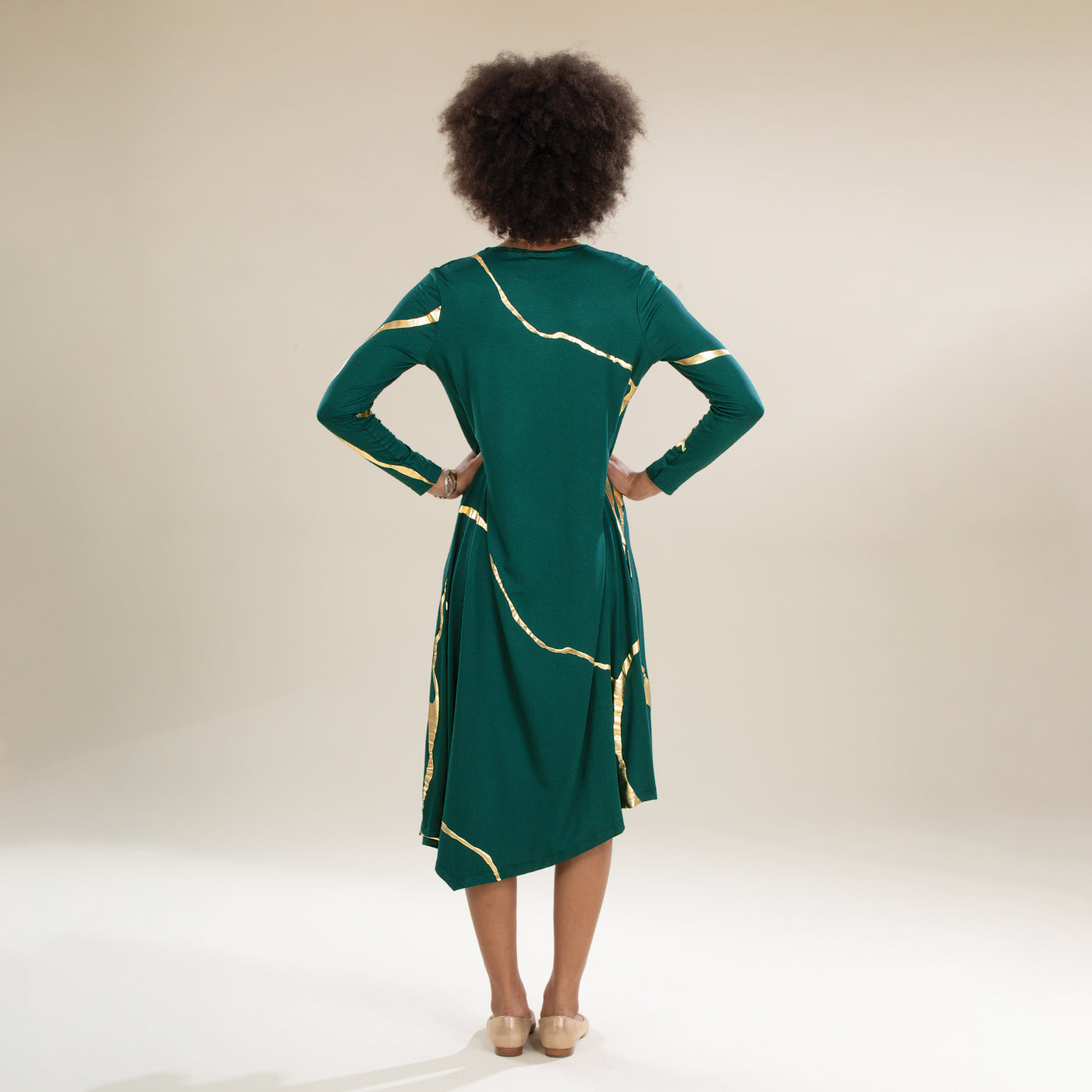 Kintsugi Inspired Pine Green Dress | Uno Alla Volta Kintsugi Inspired Pine Green Dress | Uno Alla Volta