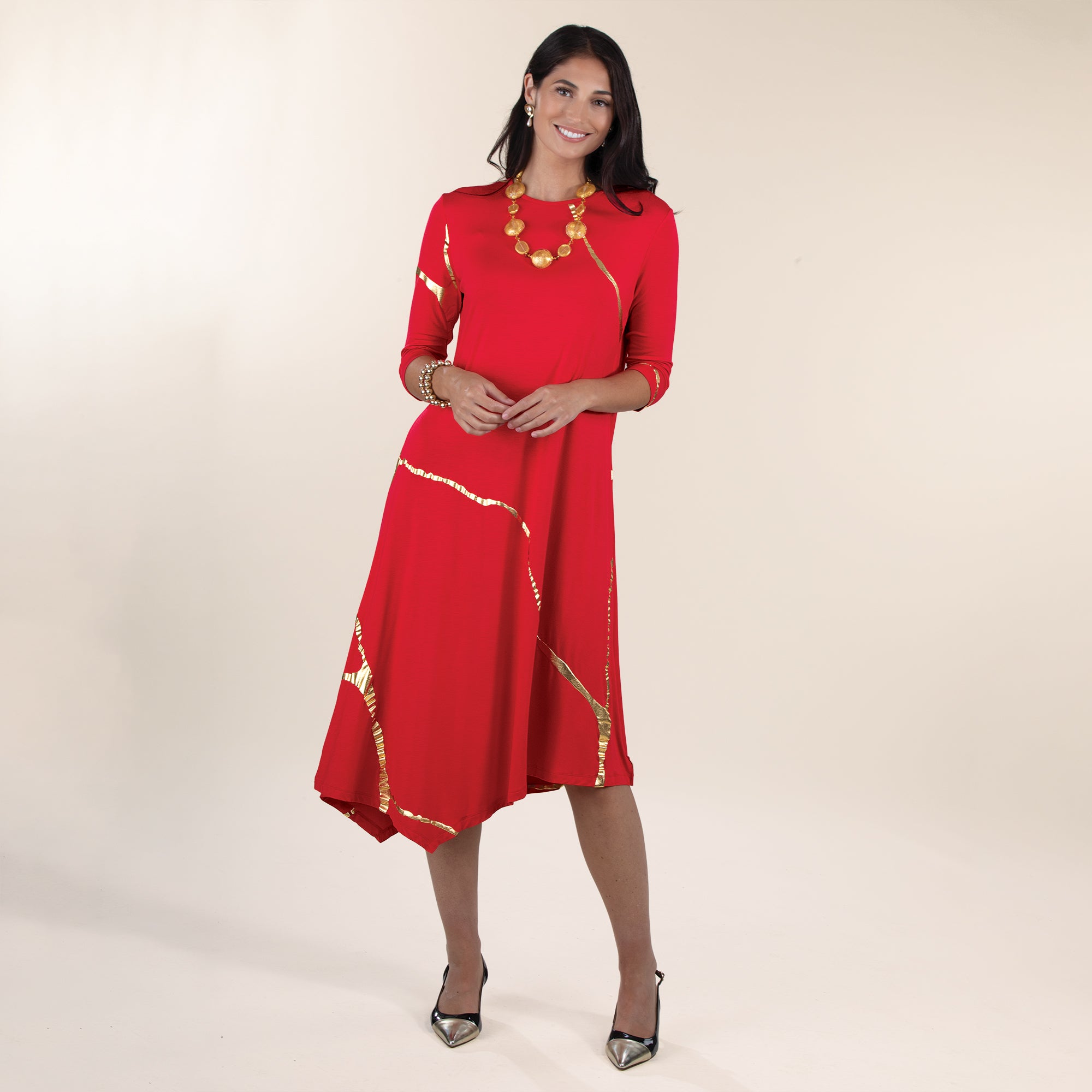 Kintsugi-Inspired Red Dress