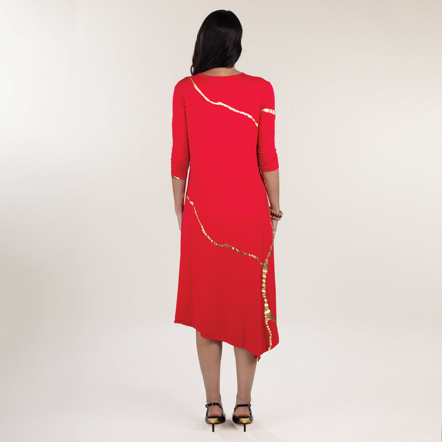 Kintsugi-Inspired Red Dress