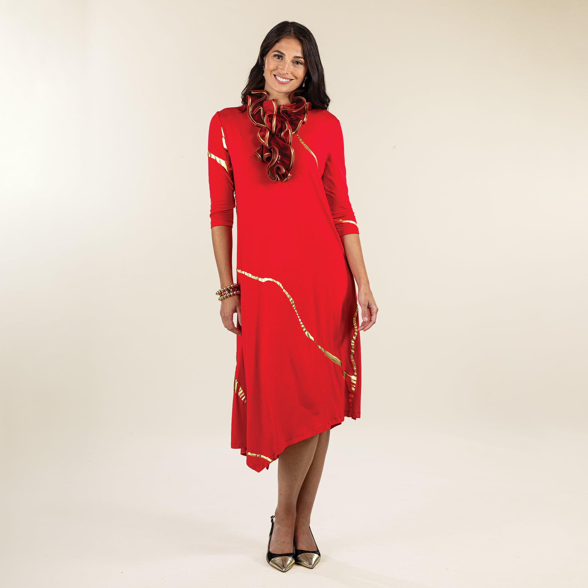 Kintsugi-Inspired Red Dress