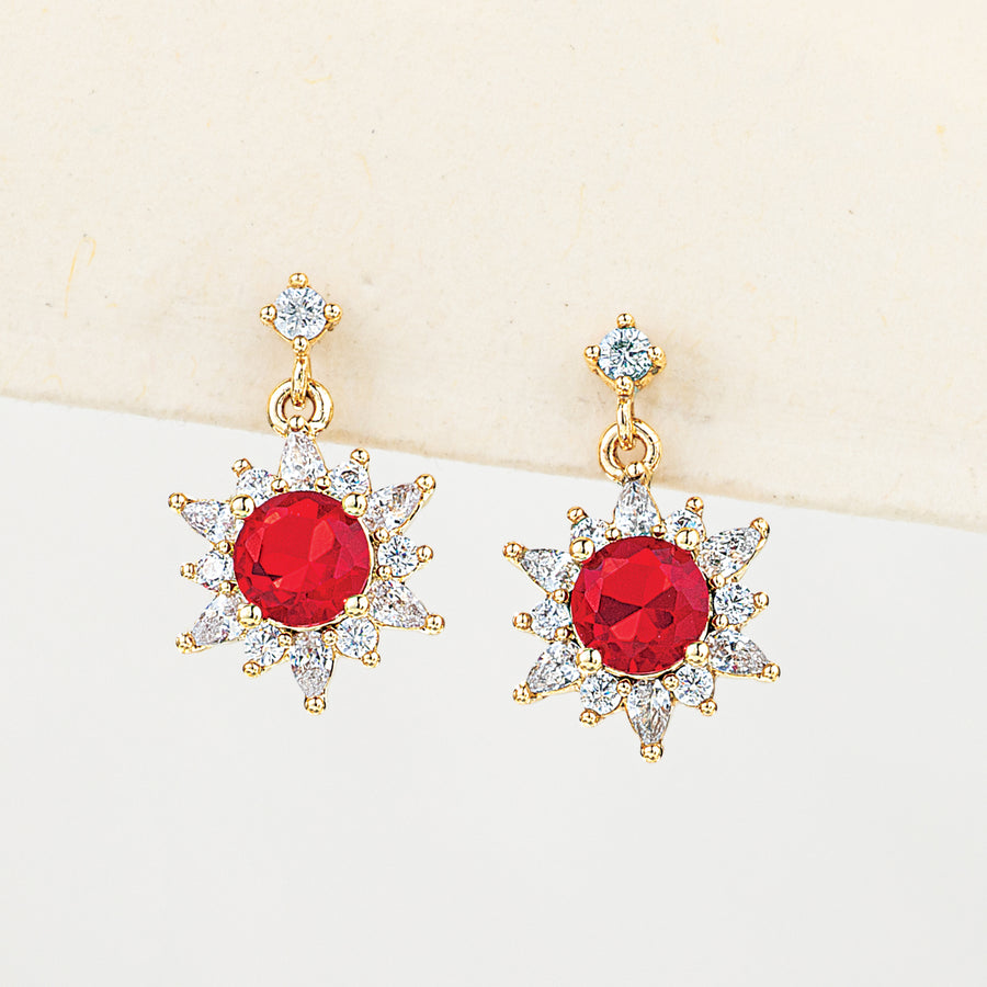 Sparkling Ruby Star Earrings
