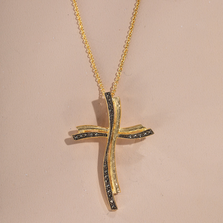 Magnificent in Marcasite Cross Pin-Pendant Necklace (Preorder)