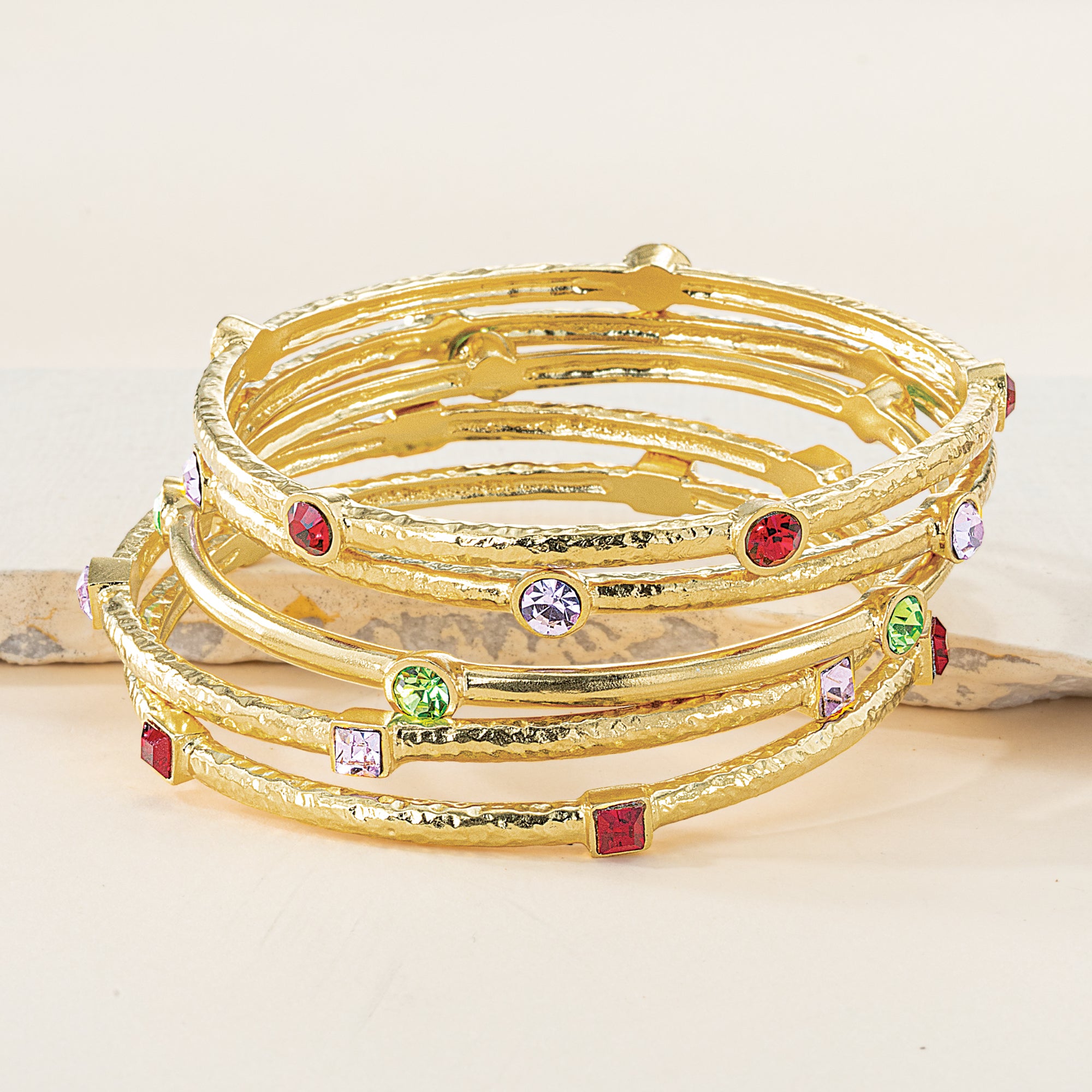 Crystal Accented Gold Bangles