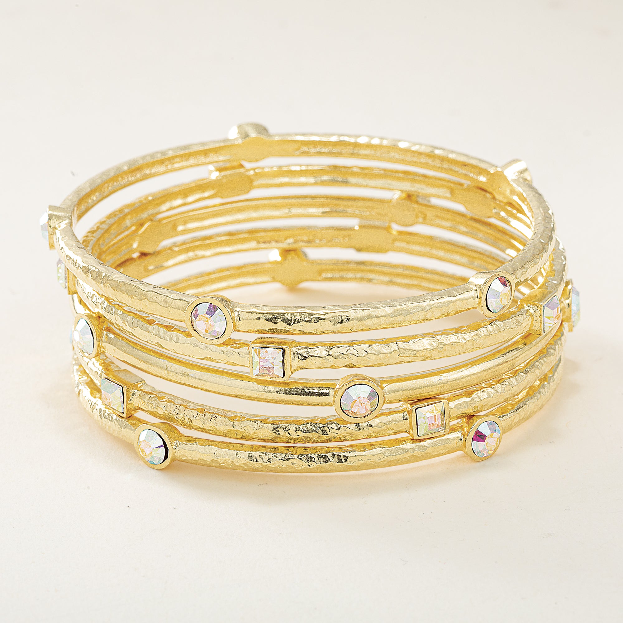 AB Crystal Accented Bangles Set of 5