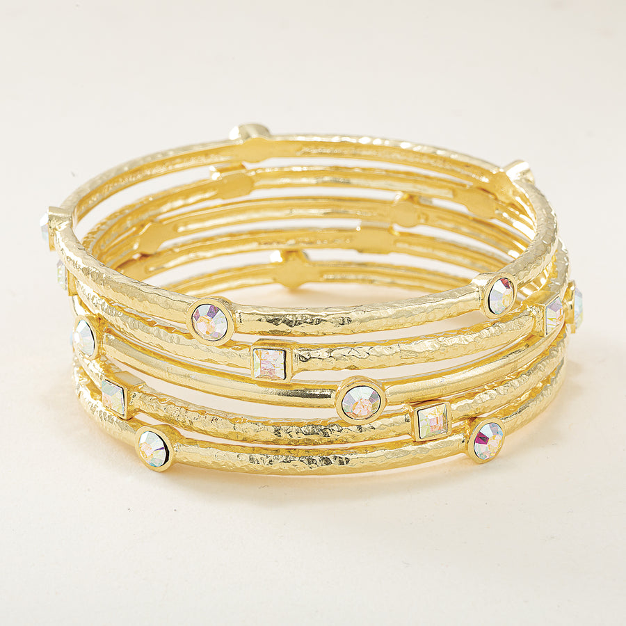 AB Crystal Accented Bangles Set of 5