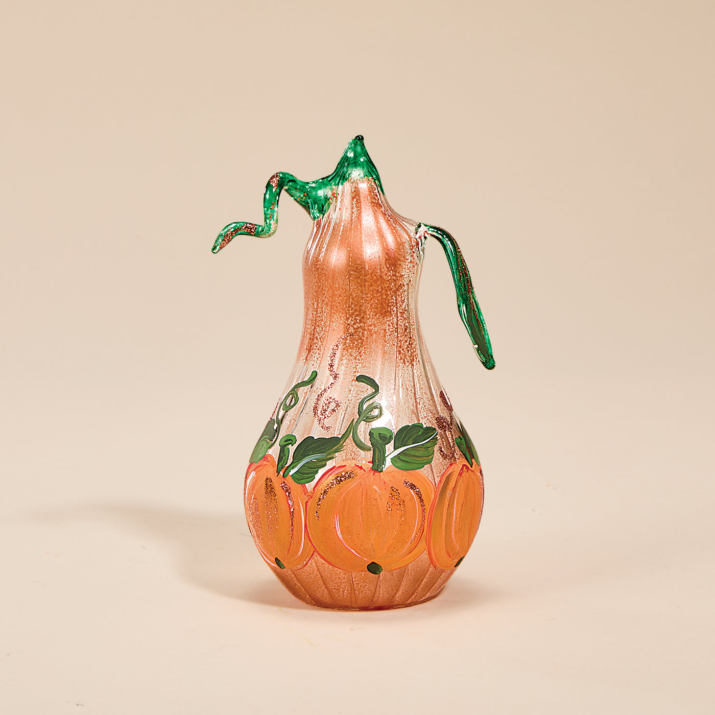 Hand-Blown Gourd with Painted Pumpkins (Preorder)