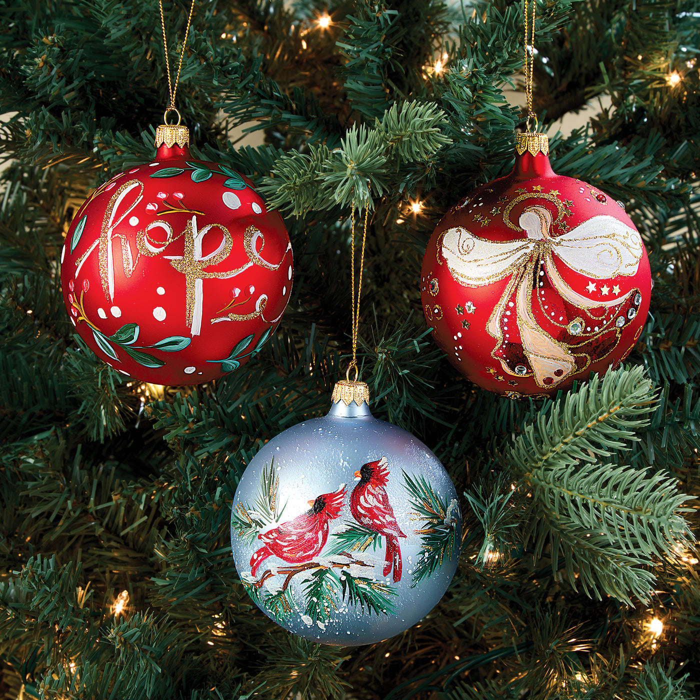 Hand-Painted Lago Di Como Holly Berries & Hope Ornament (Preorder)