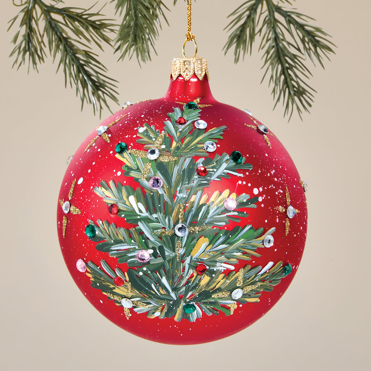 Hand-Painted Lago Di Como Sparkling Tree Ornament (Preorder)