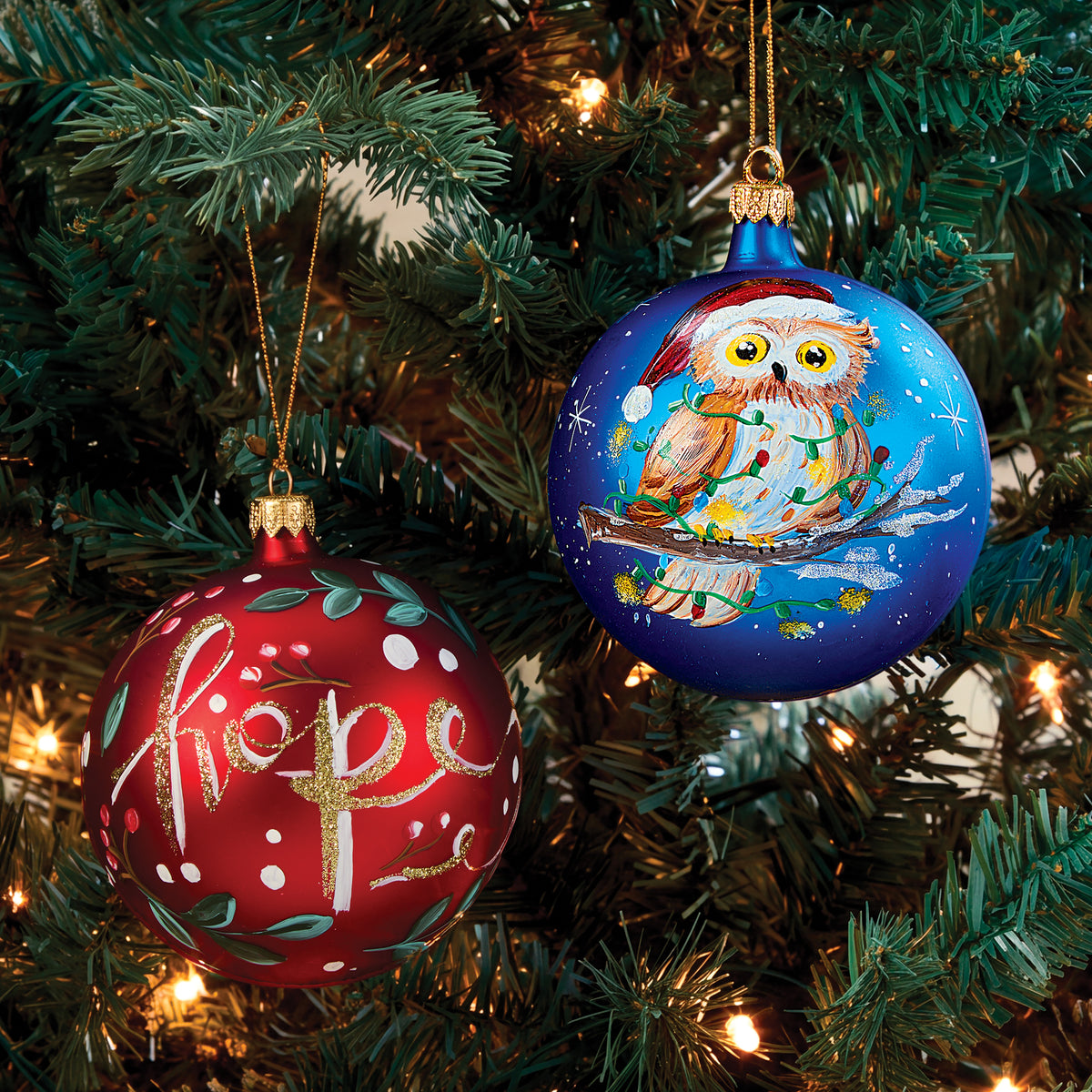 Hand-Painted Lago Di Como Christmas Owl Ornament (Preorder)