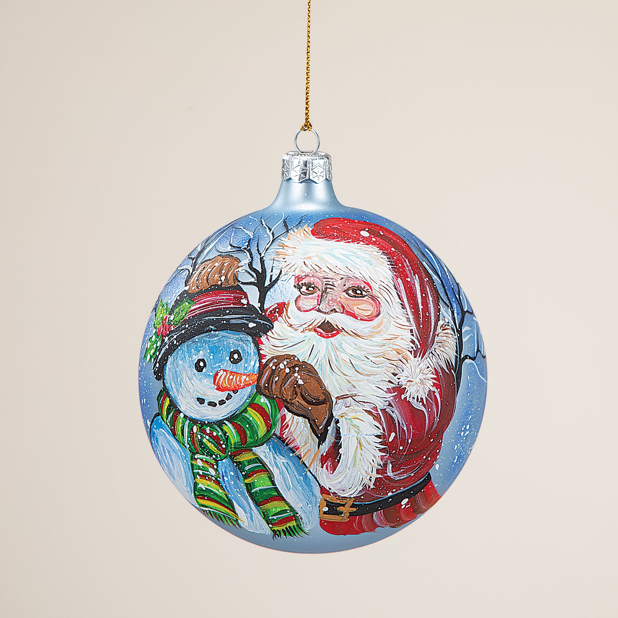 Hand-Painted Lago Di Como Christmas Friends Glass Ornament