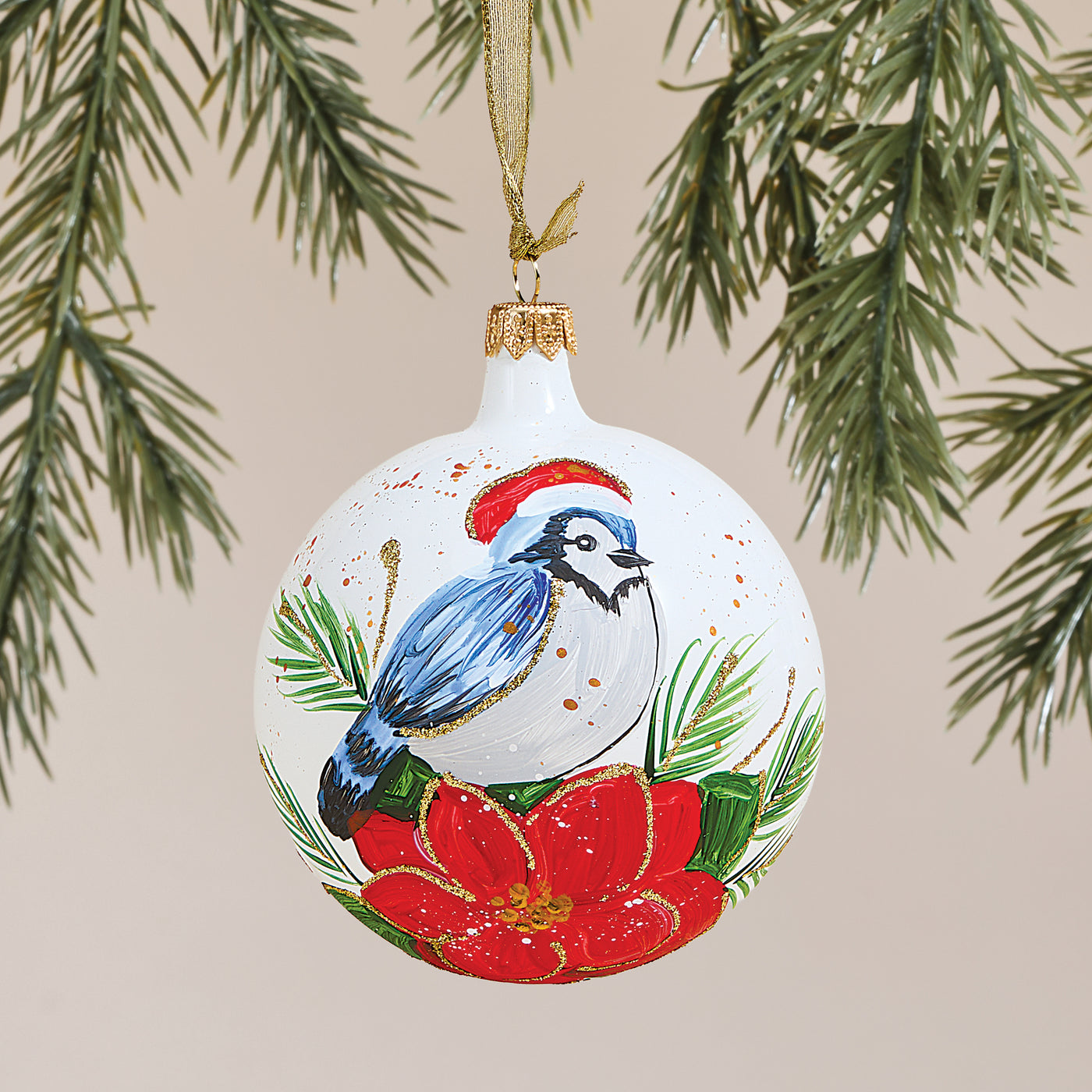 Hand-Painted Blue Jay Lago Di Como Ornament