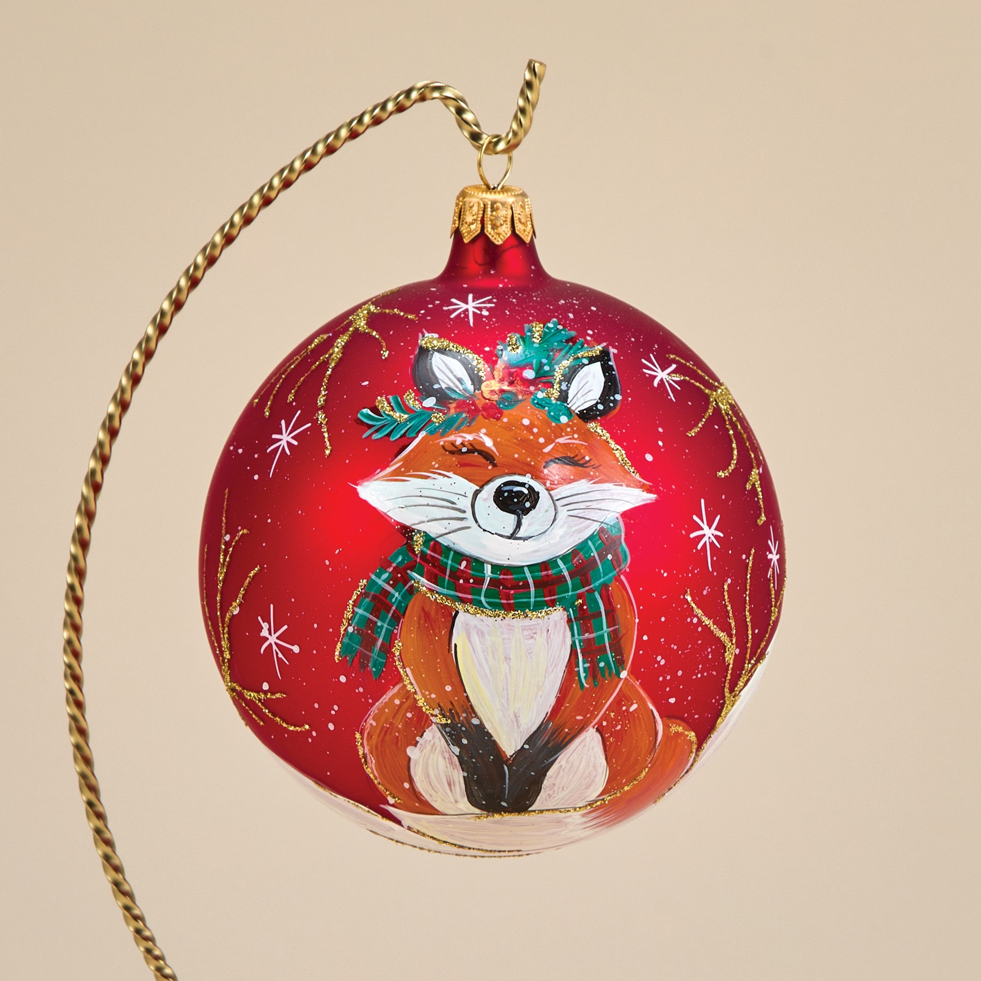 Fox Plaid Scarf Ornament