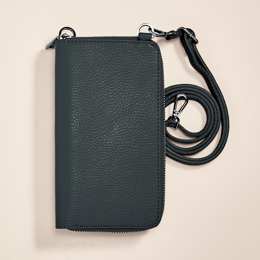 Palermo Black Italian Leather Cellphone Crossbody (Preorder)