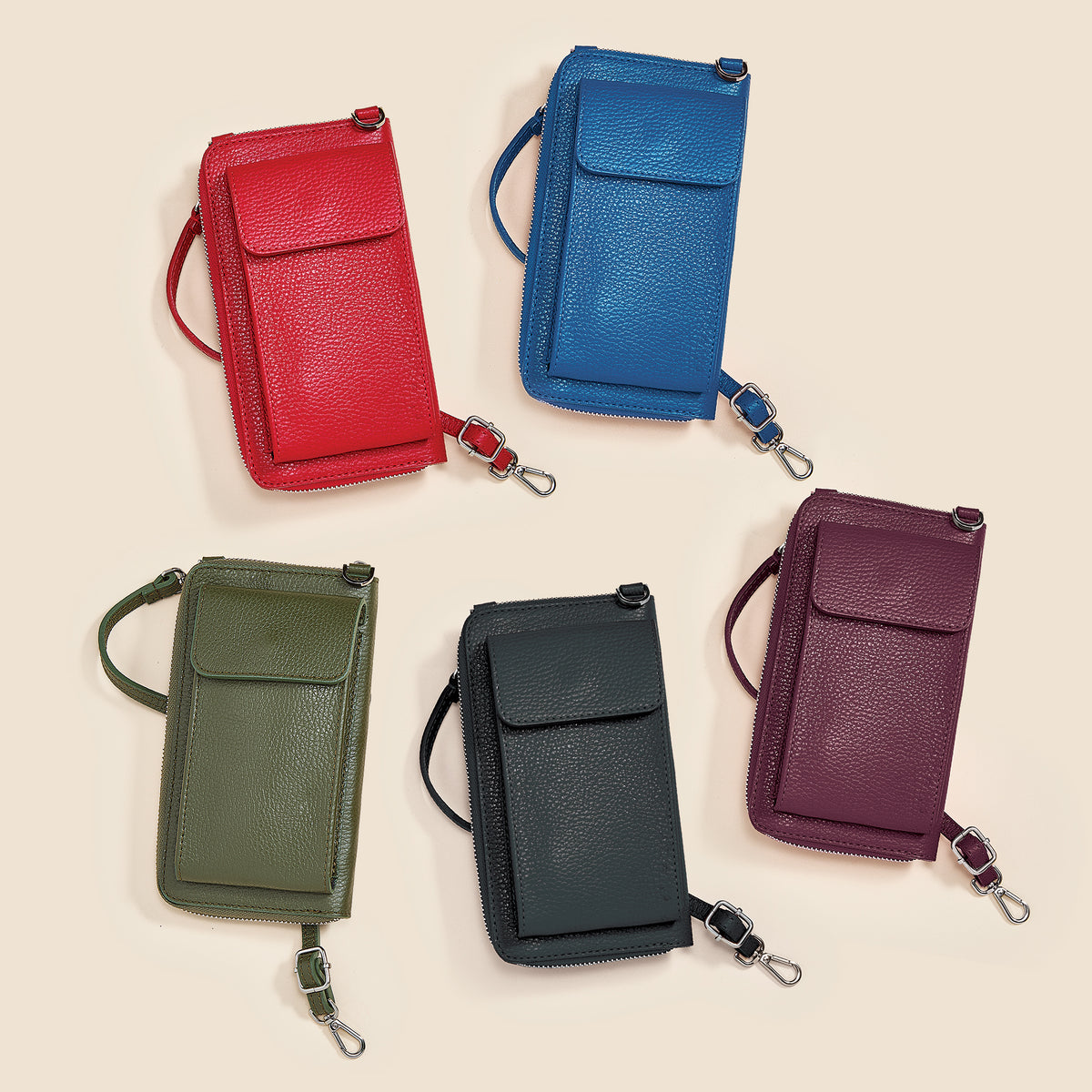 Palermo Black Italian Leather Cellphone Crossbody (Preorder)